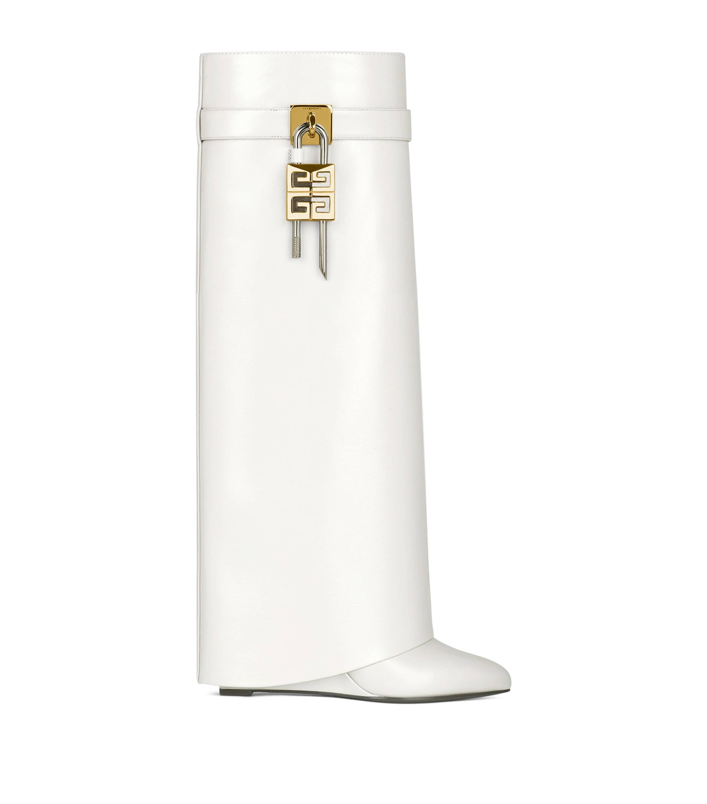 Givenchy Leather Shark Lock Knee-high Boots 90 In White