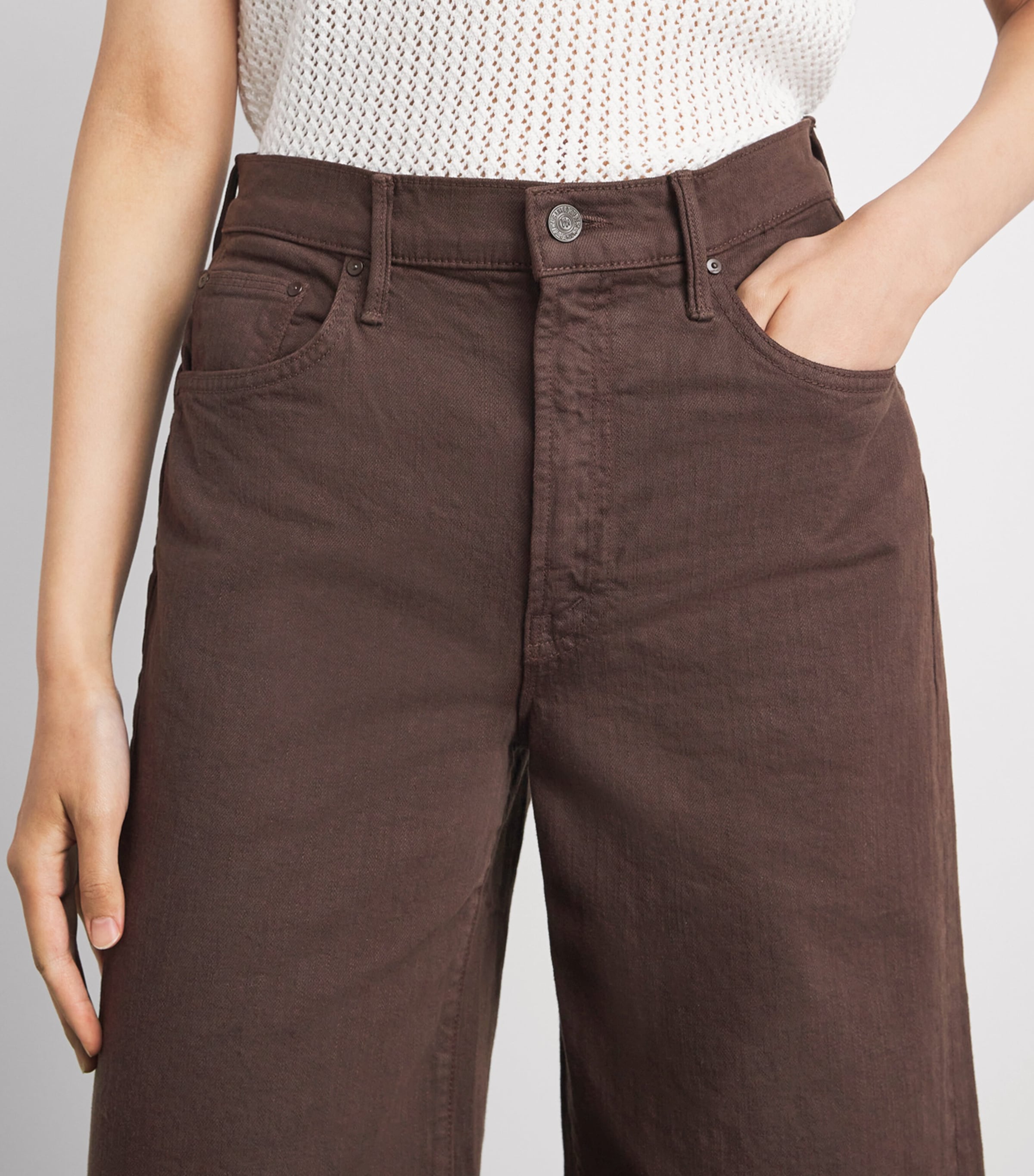 MOTHER Womens The Undercover Sneak Jeans Chocolate Brown Image 3