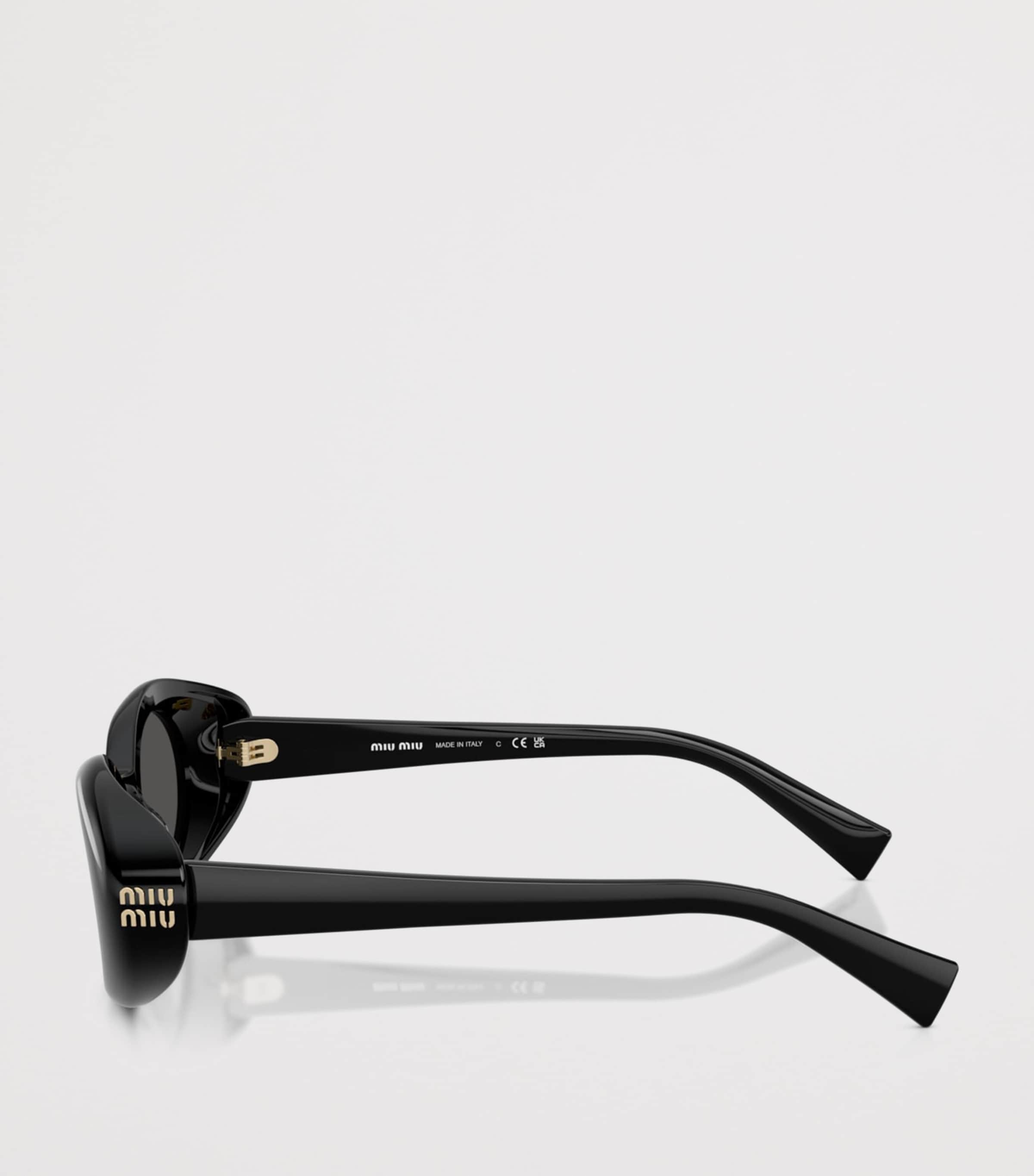 Miu Miu Oval Wrap-Around Sunglasses Black Image 3
