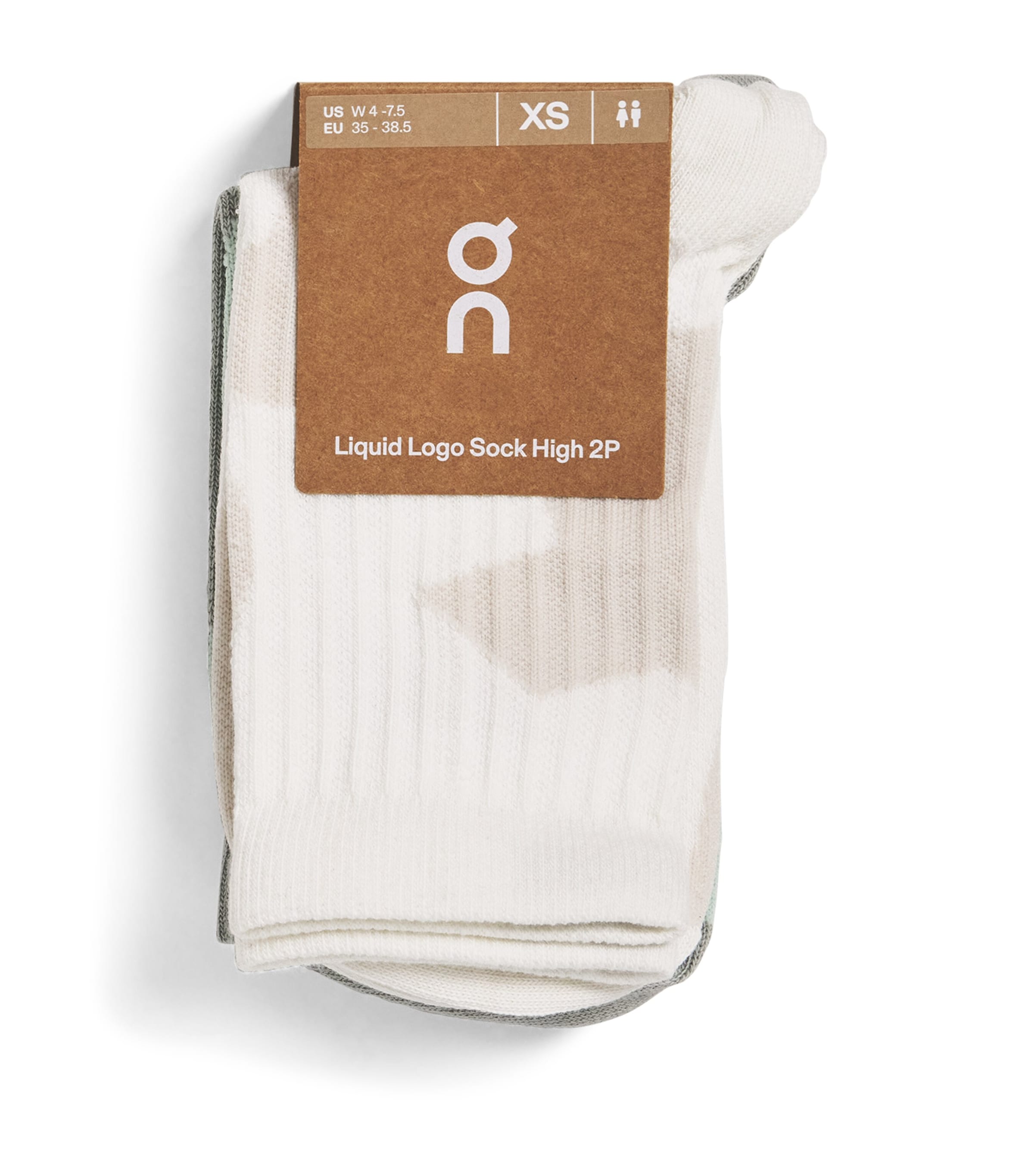 On Mens Liquid Logo Knee Socks (Pack of 2) Ivory | Tin Image 1