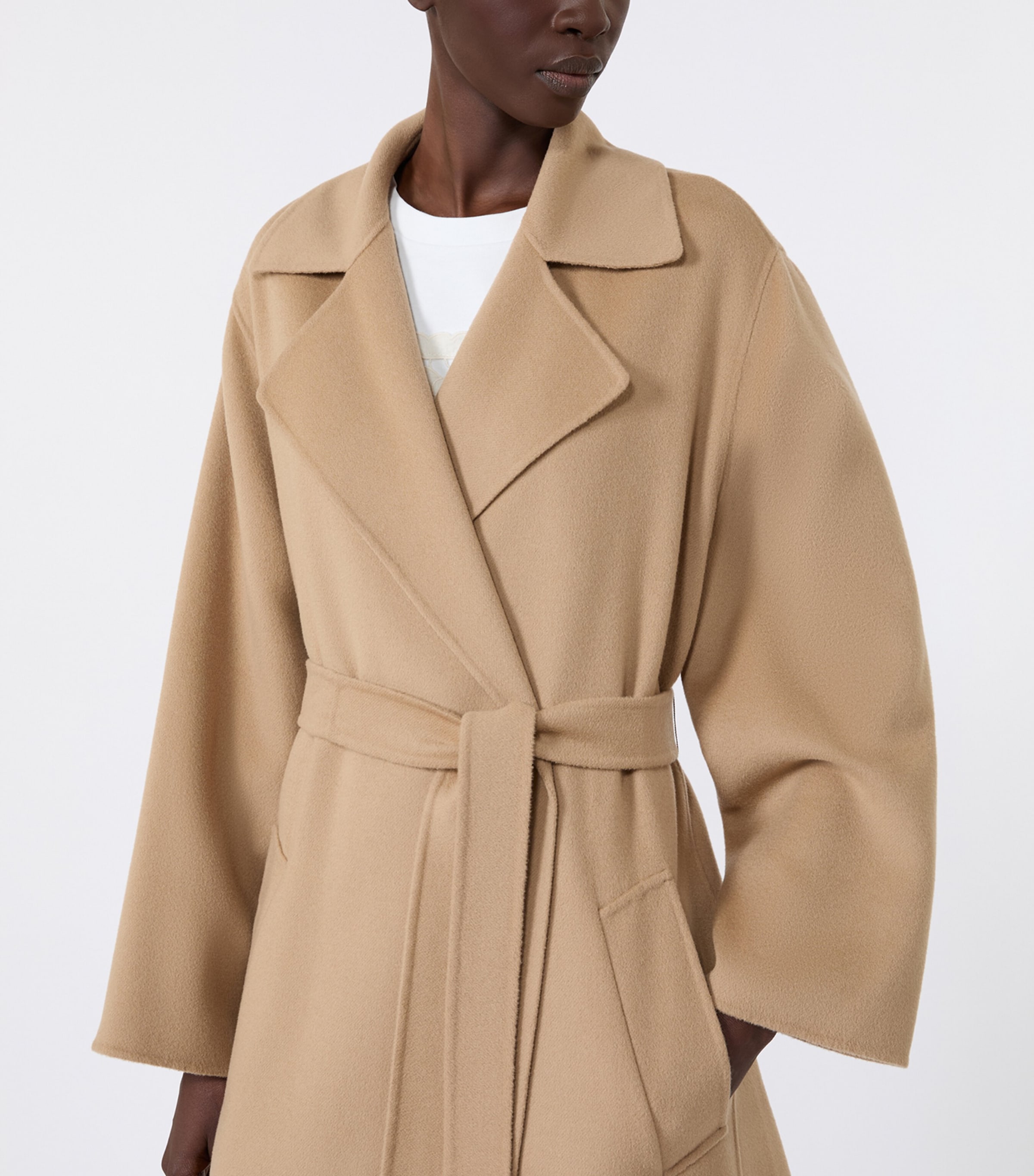 Weekend Max Mara Womens Wool-Blend Belted Coat Camel Image 5