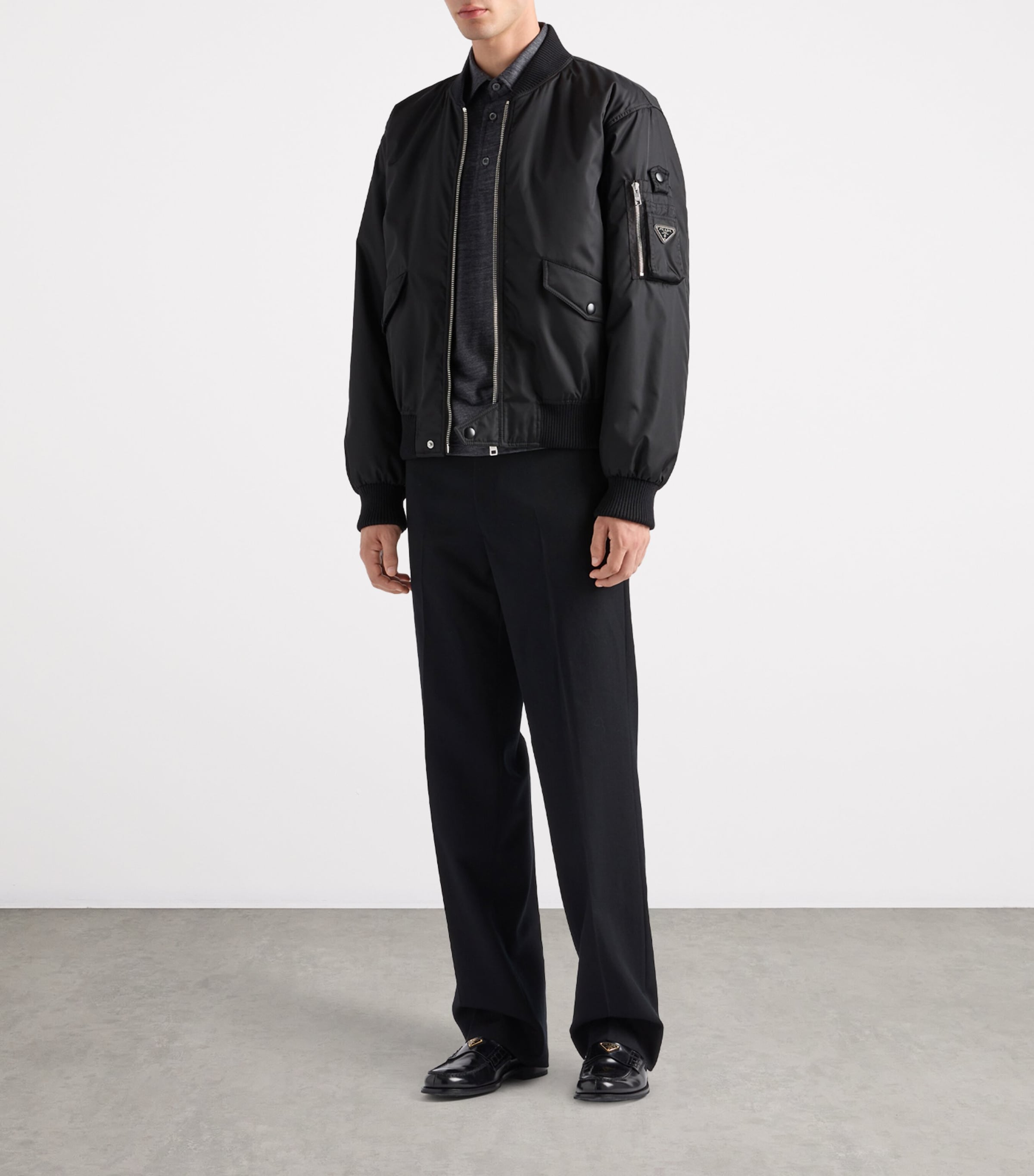 Prada Black Re-Nylon Bomber Jacket | Harrods UK