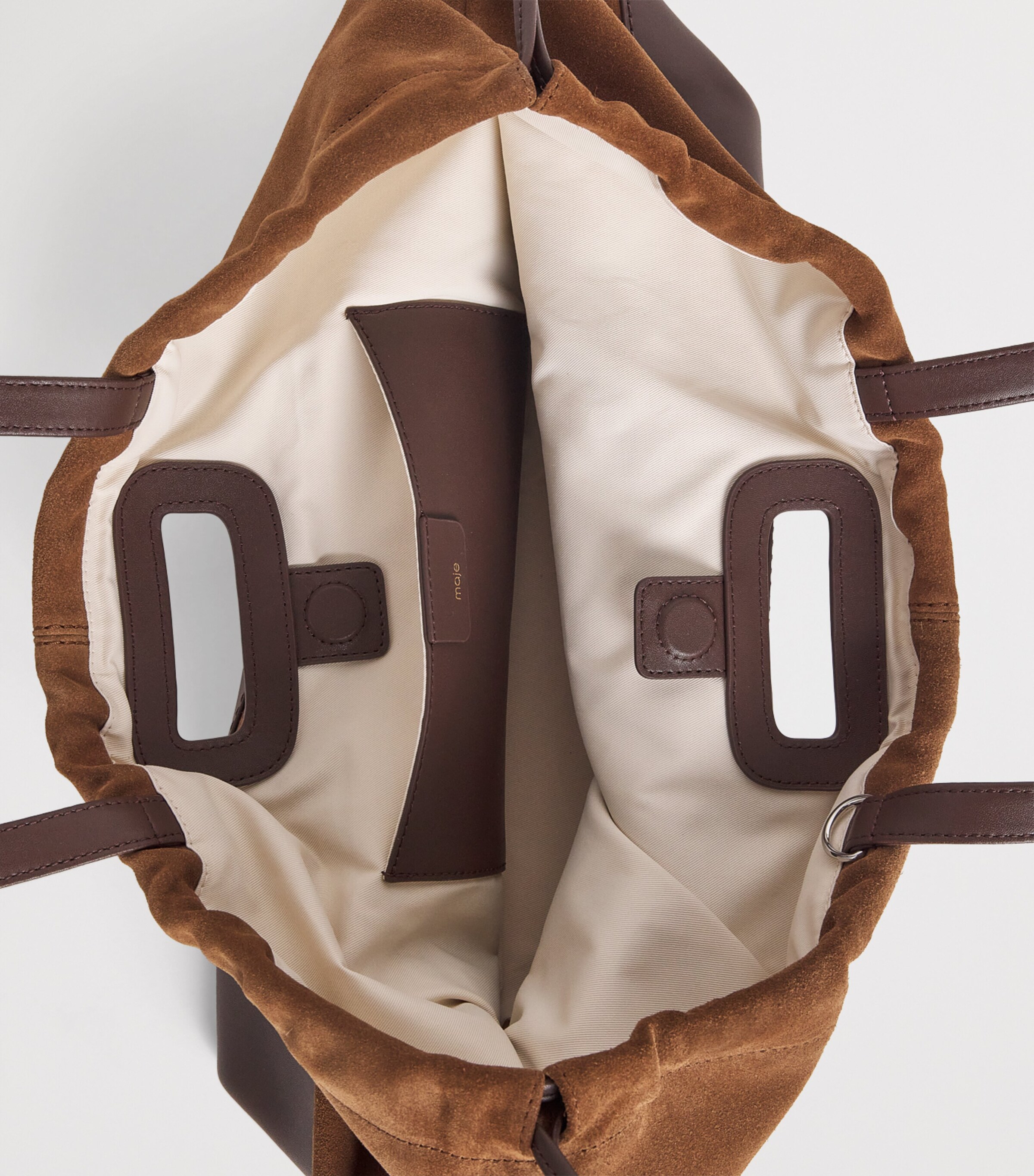 Maje Leather and Suede Milpi Tote Bag Camel/brown Image 5