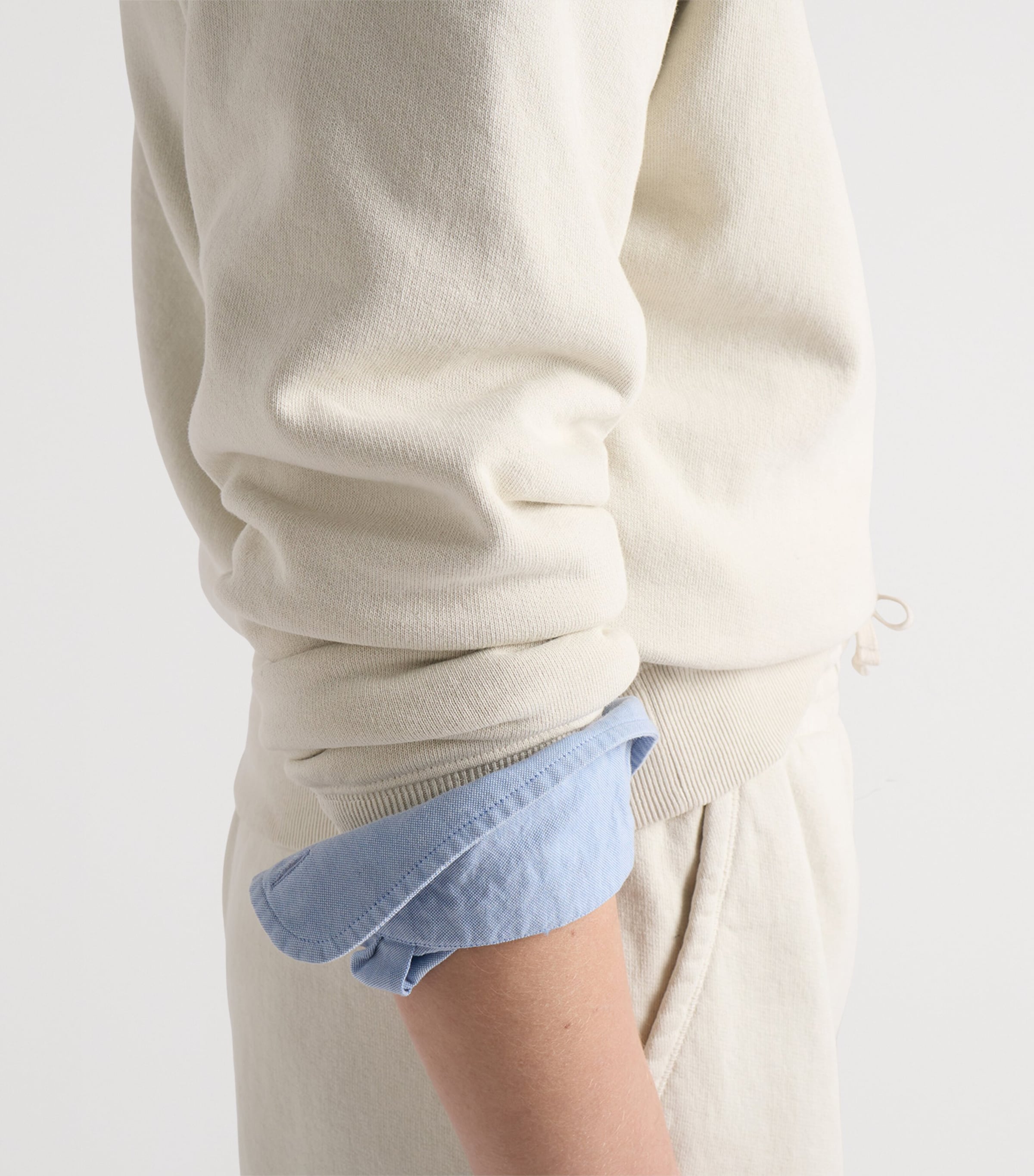 Prada Mens Cotton Logo Tab Sweatshirt Neutral Image 6