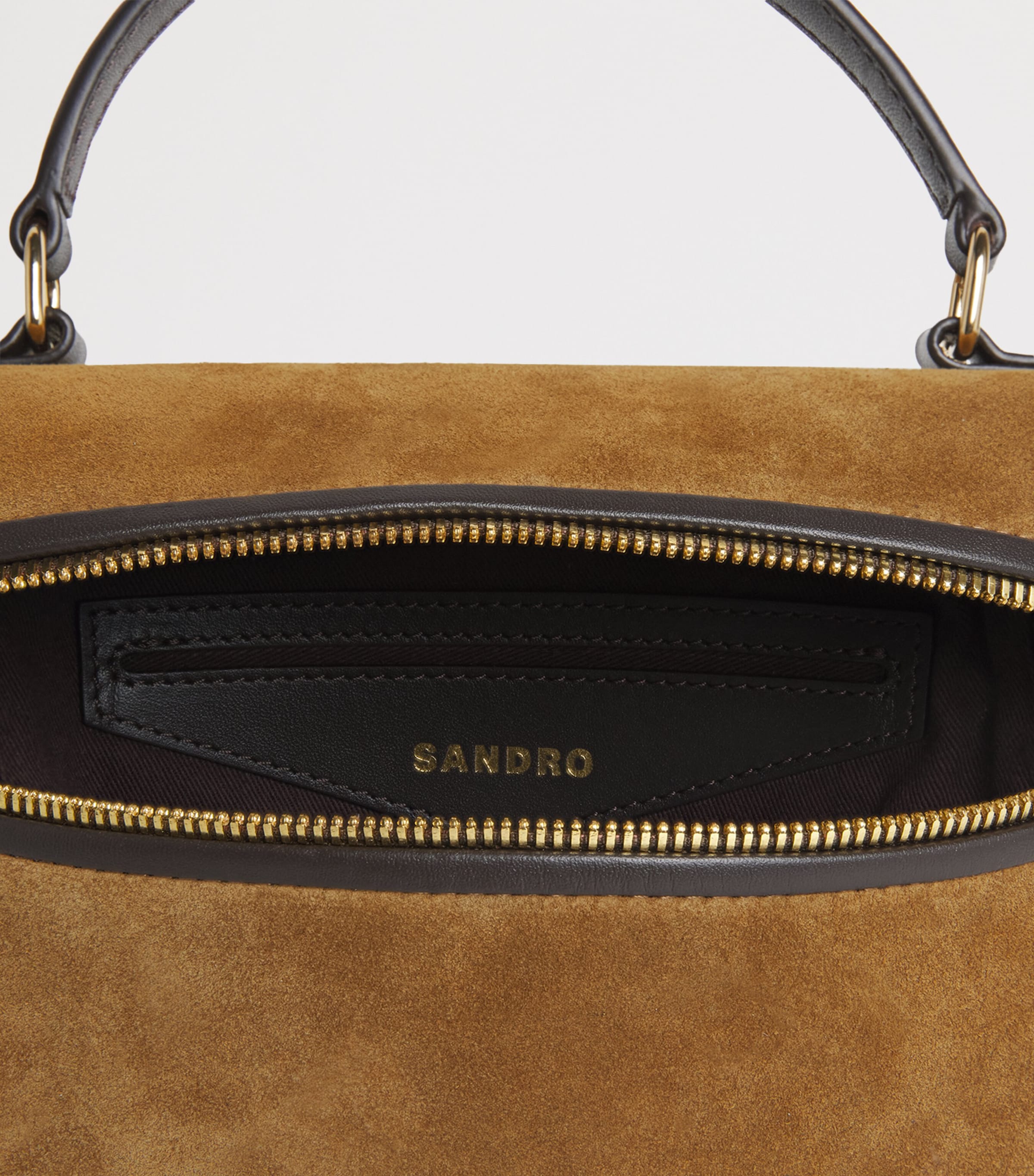 Sandro Paris Suede Tangolino Vanity Bag Camel Image 5