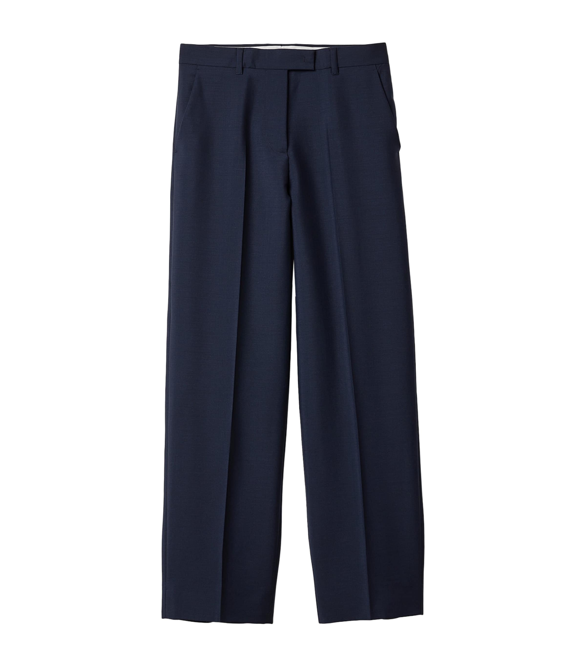 Miu Miu Womens Mohair-Wool Tailored Trousers Blue Image 1