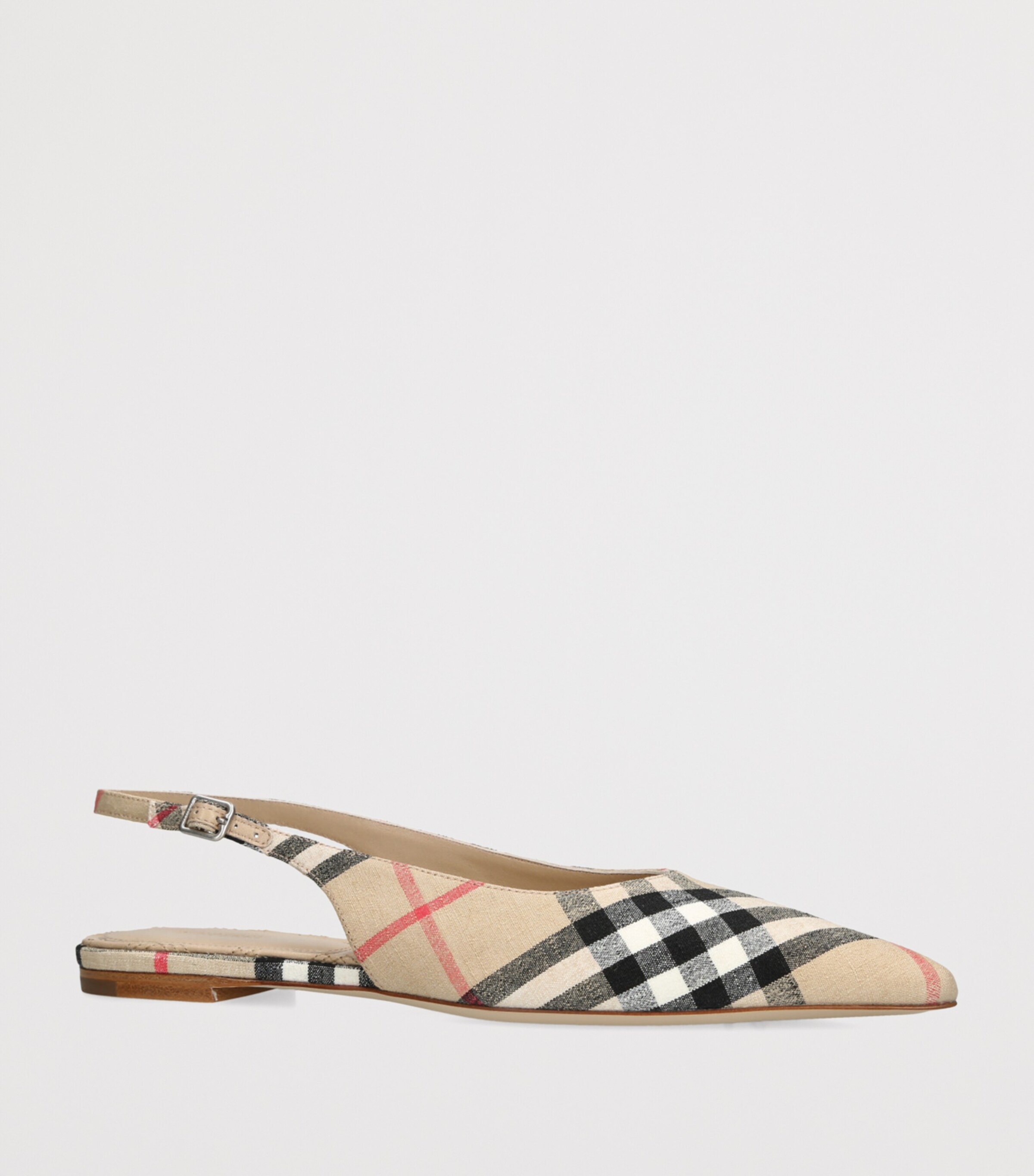 Burberry LF Dame Slingback Flats Tan Comb Image 3