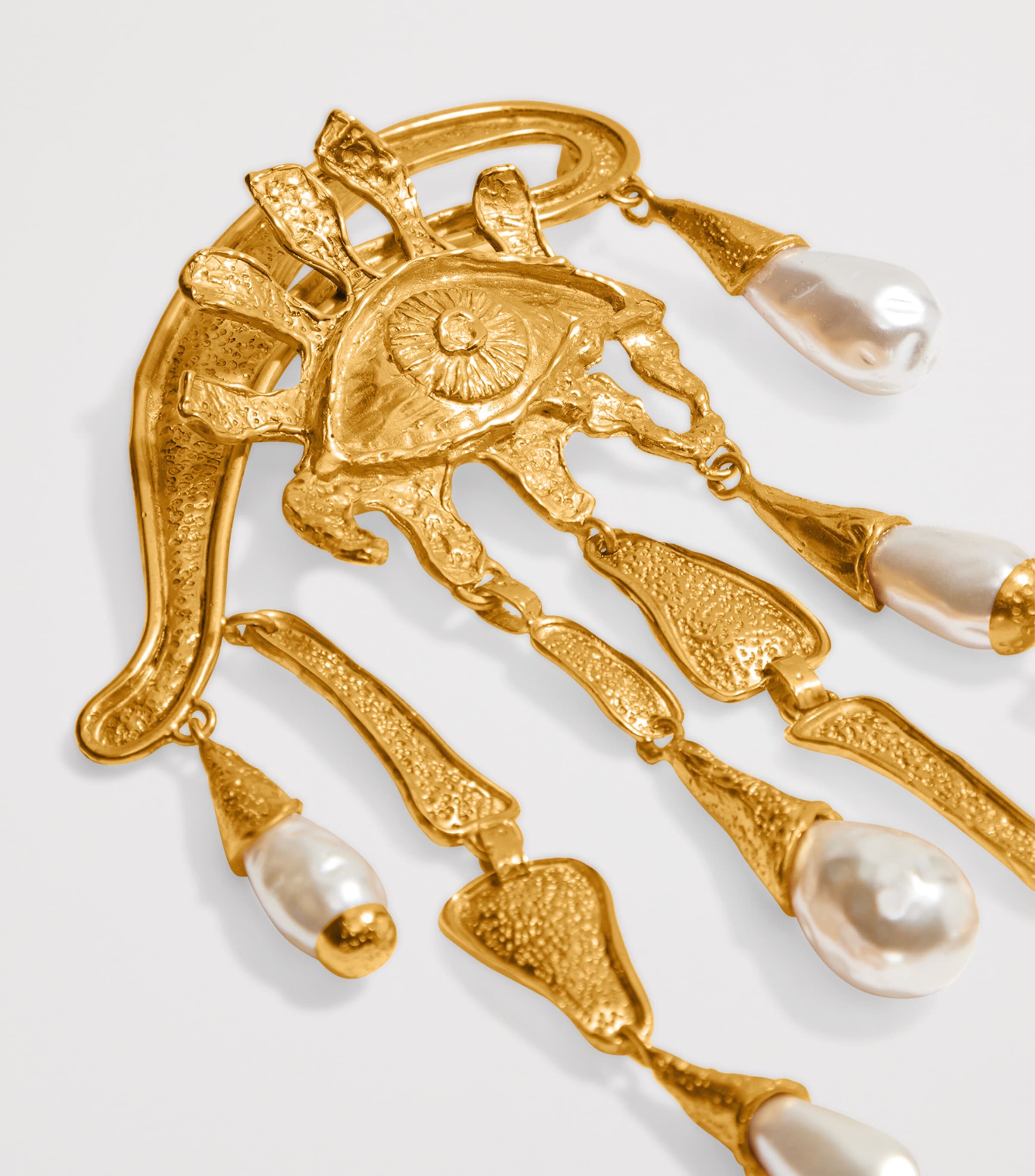 Pearl Eye and Teardrop Brooch 001 GOLD Image 3