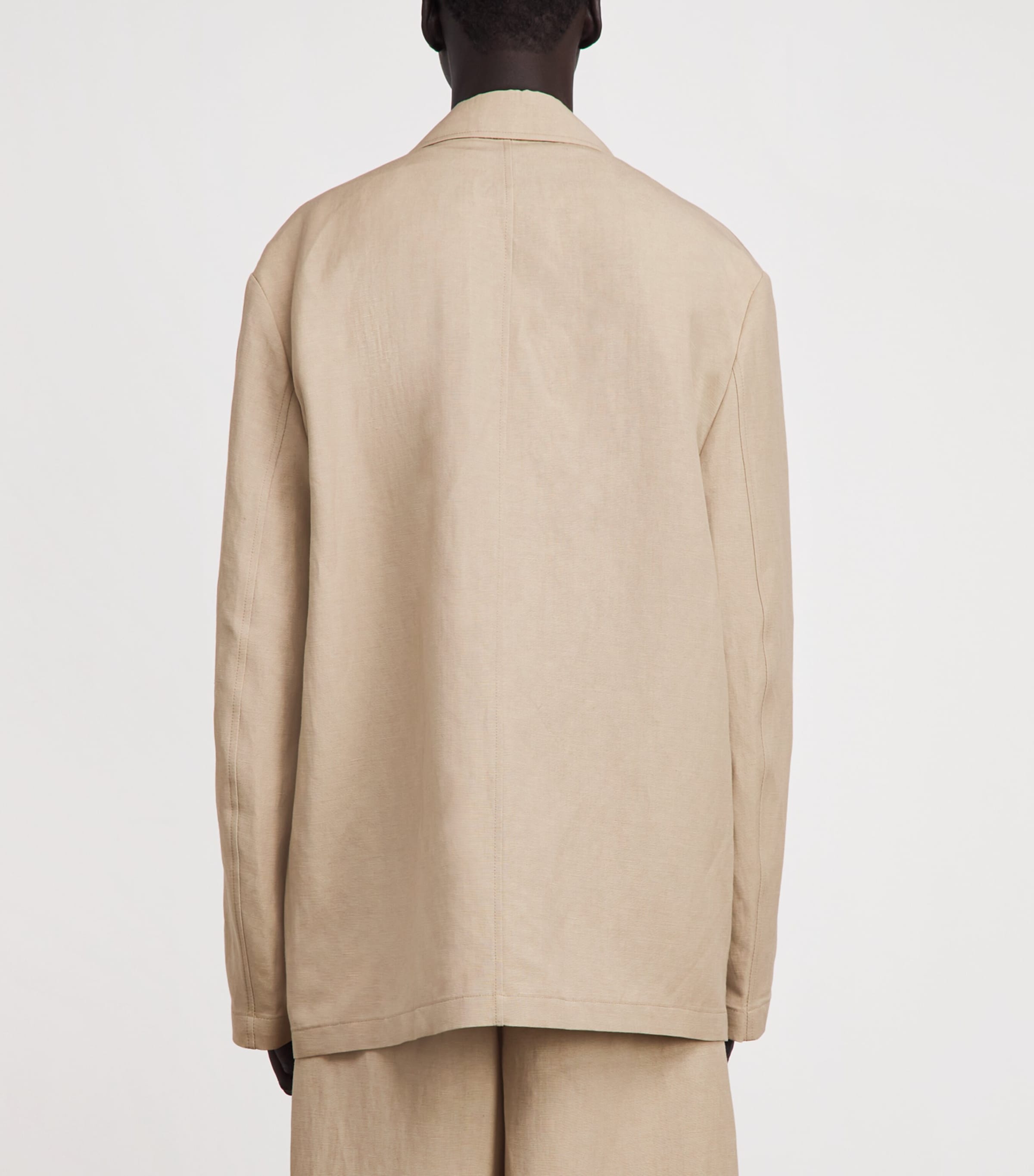 Studio Nicholson Mens Linen-Wool Single-Breasted Blazer Sand Image 5