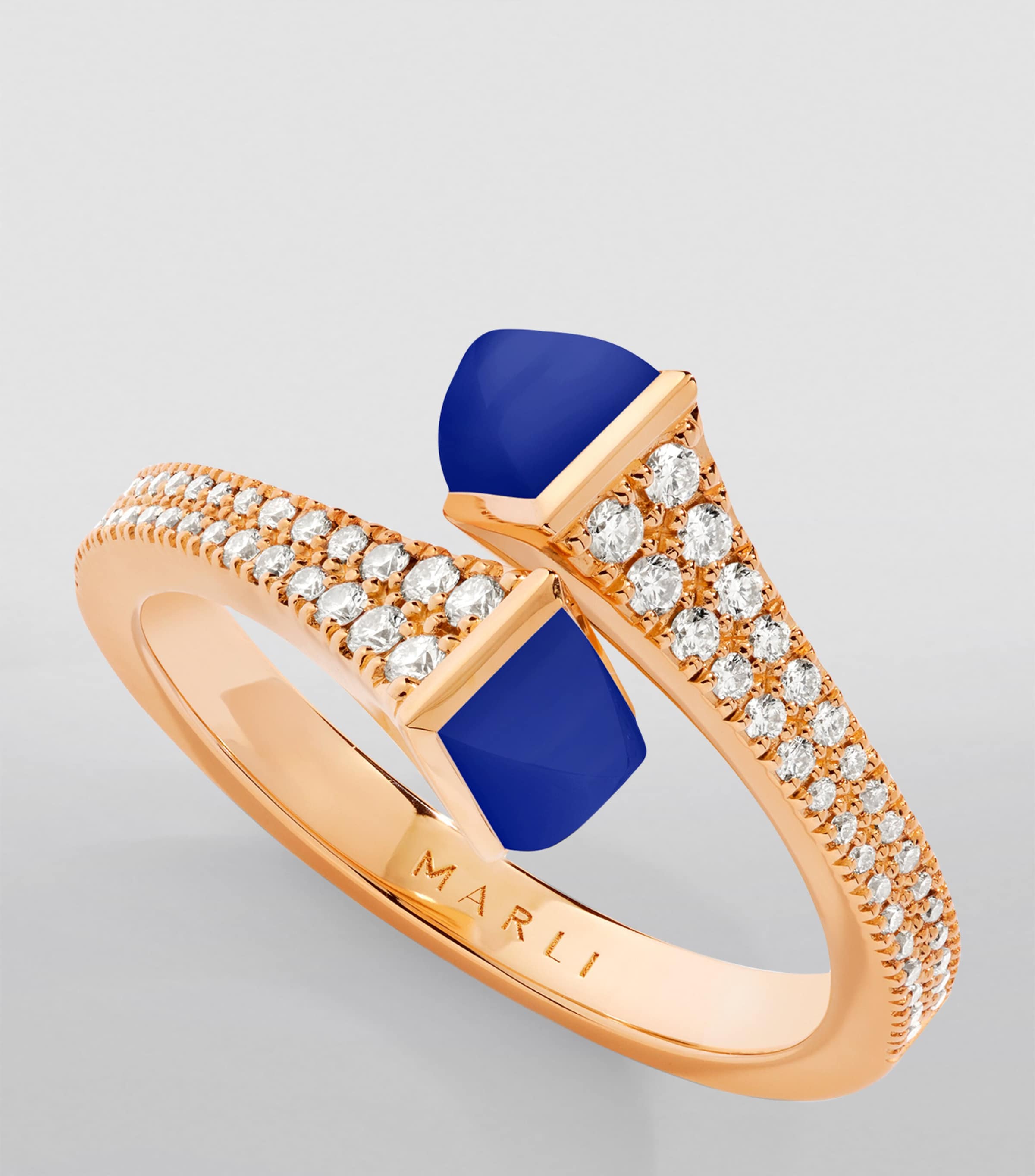 MARLI New York Rose Gold, Diamond and Lapis Lazuli Cleo Ring Rose Gold Image 2