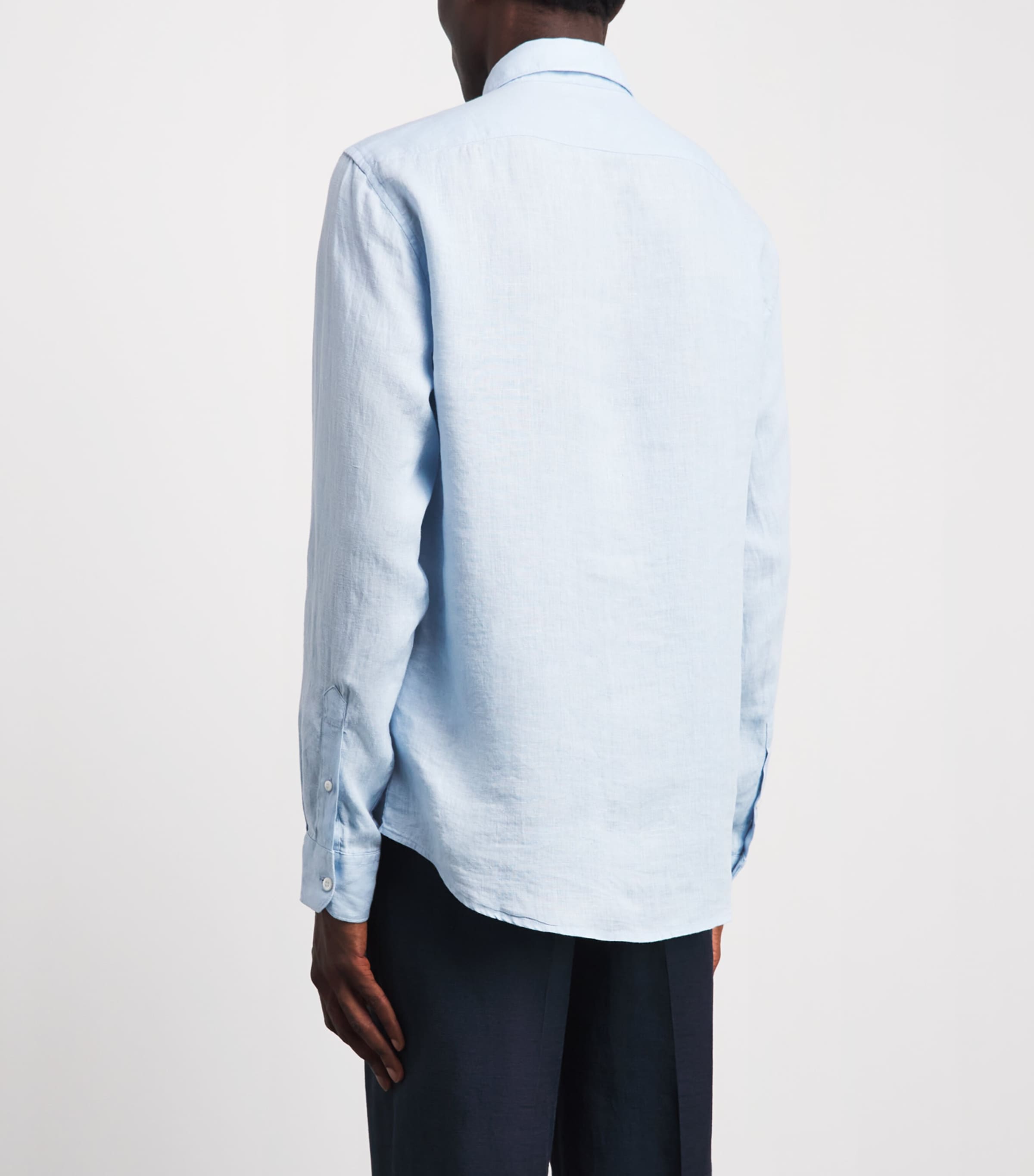Sunspel Mens Linen Shirt Buwg Light Blue Image 5
