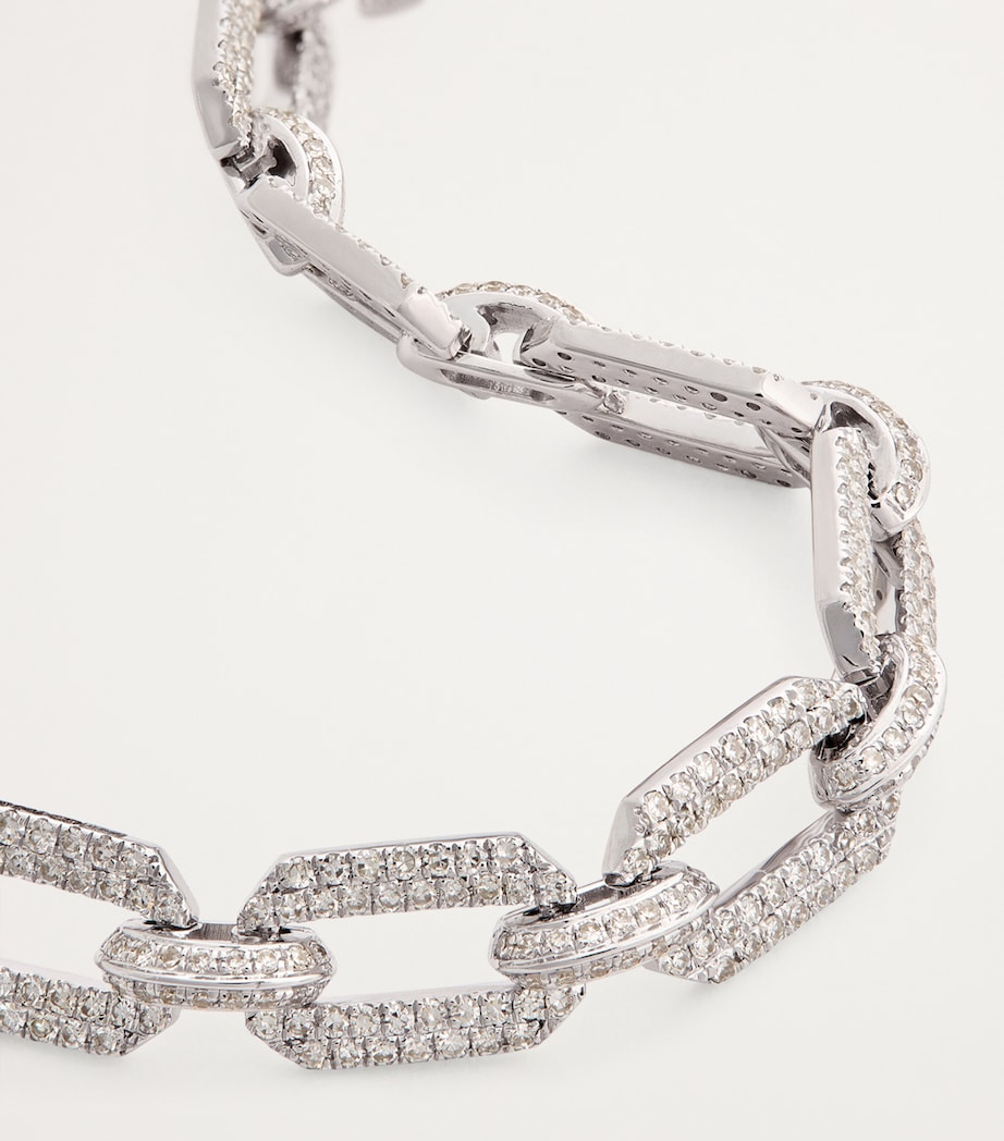 White Gold and Diamond Geo Link Bracelet WHITE GOLD Image 4