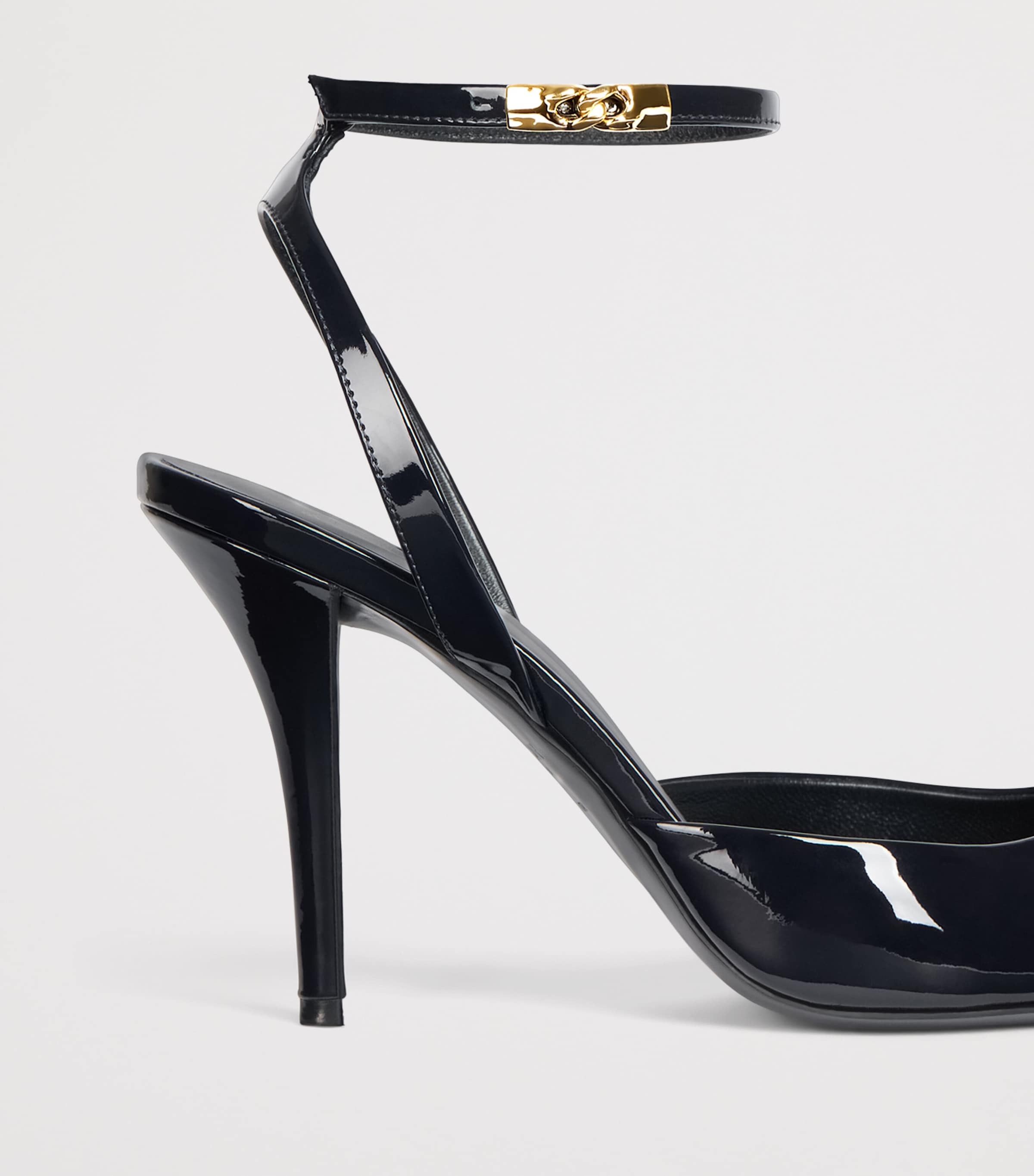 Balmain Patent Leather Strappy Pumps 95 Dark Navy Image 7
