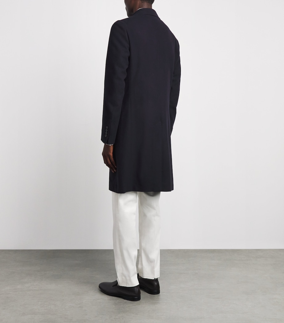 Canali Mens Wool Overcoat Navy Image 5