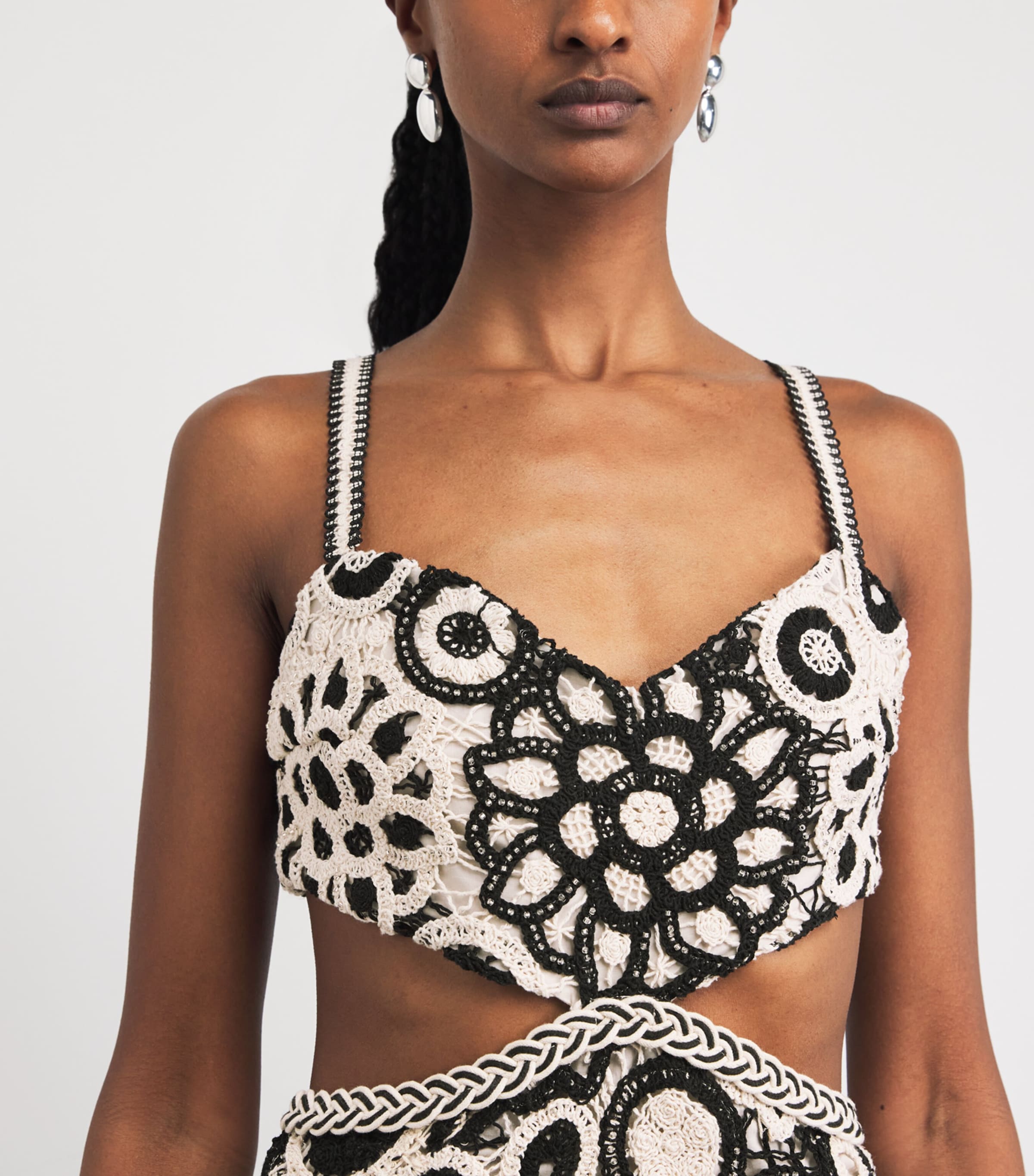 PatBO Multi Crochet Embellished Midi Dress | Harrods US
