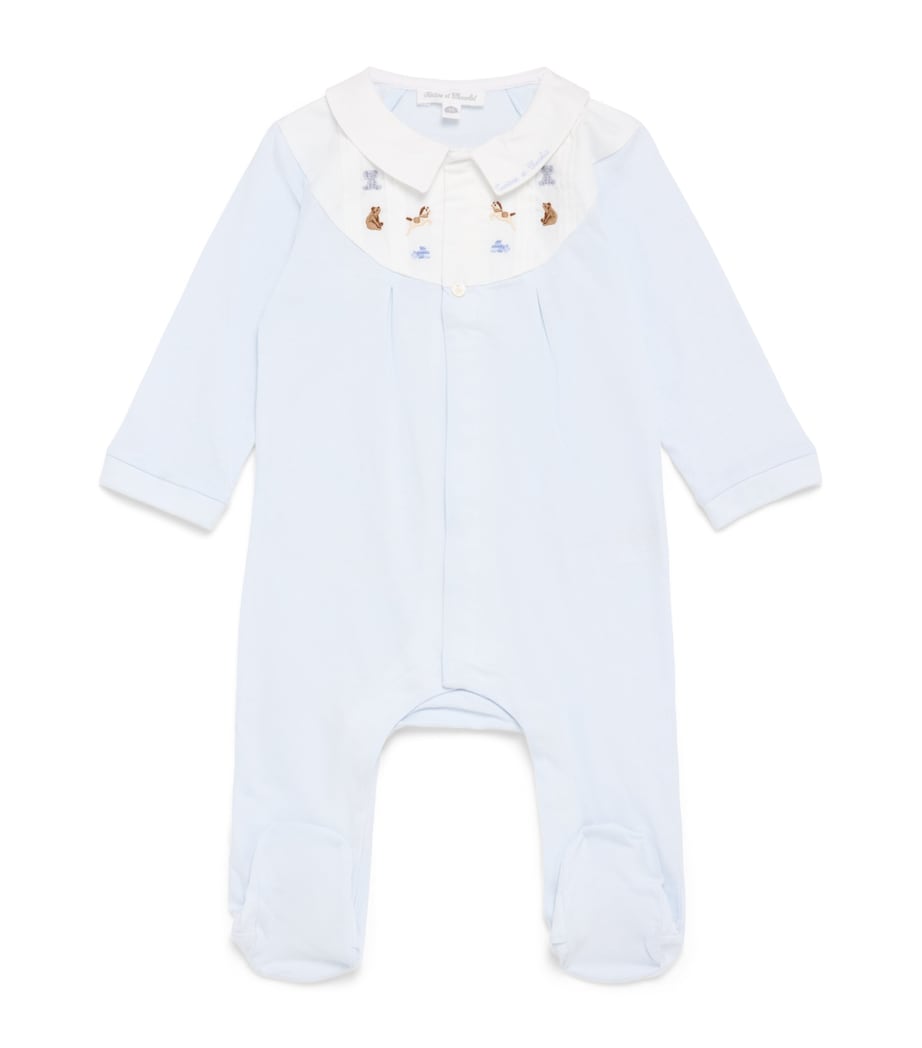Tartine et Chocolat Cotton Embroidered All-In-One (0-24 Months) Bleu Ciel Image 1