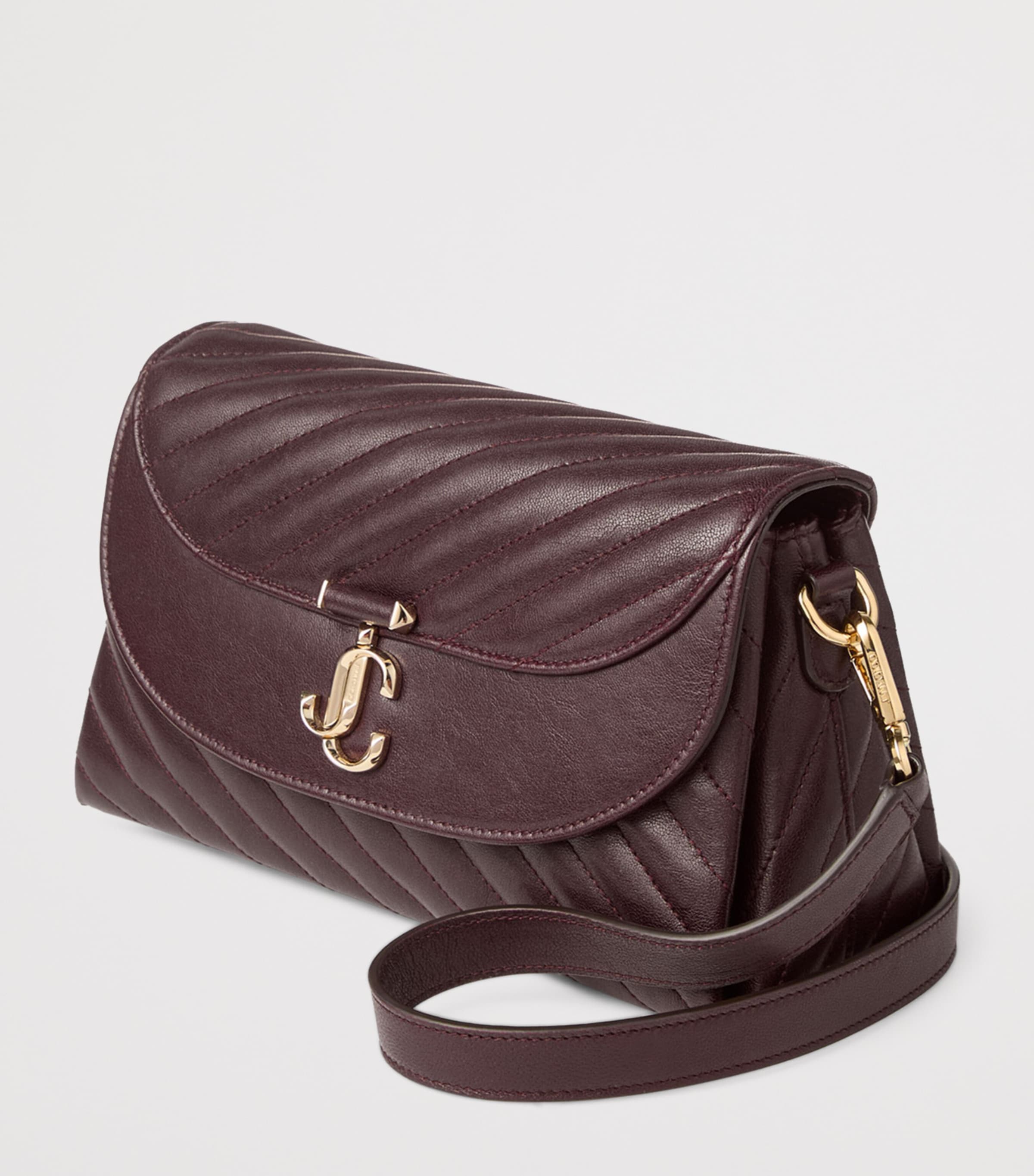 Curve Biker Leather Quilted Shoulder Bag DEEP MERLOT/SHINY GO Image 3