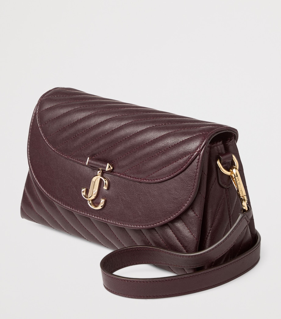 Curve Biker Leather Quilted Shoulder Bag DEEP MERLOT/SHINY GO Image 3