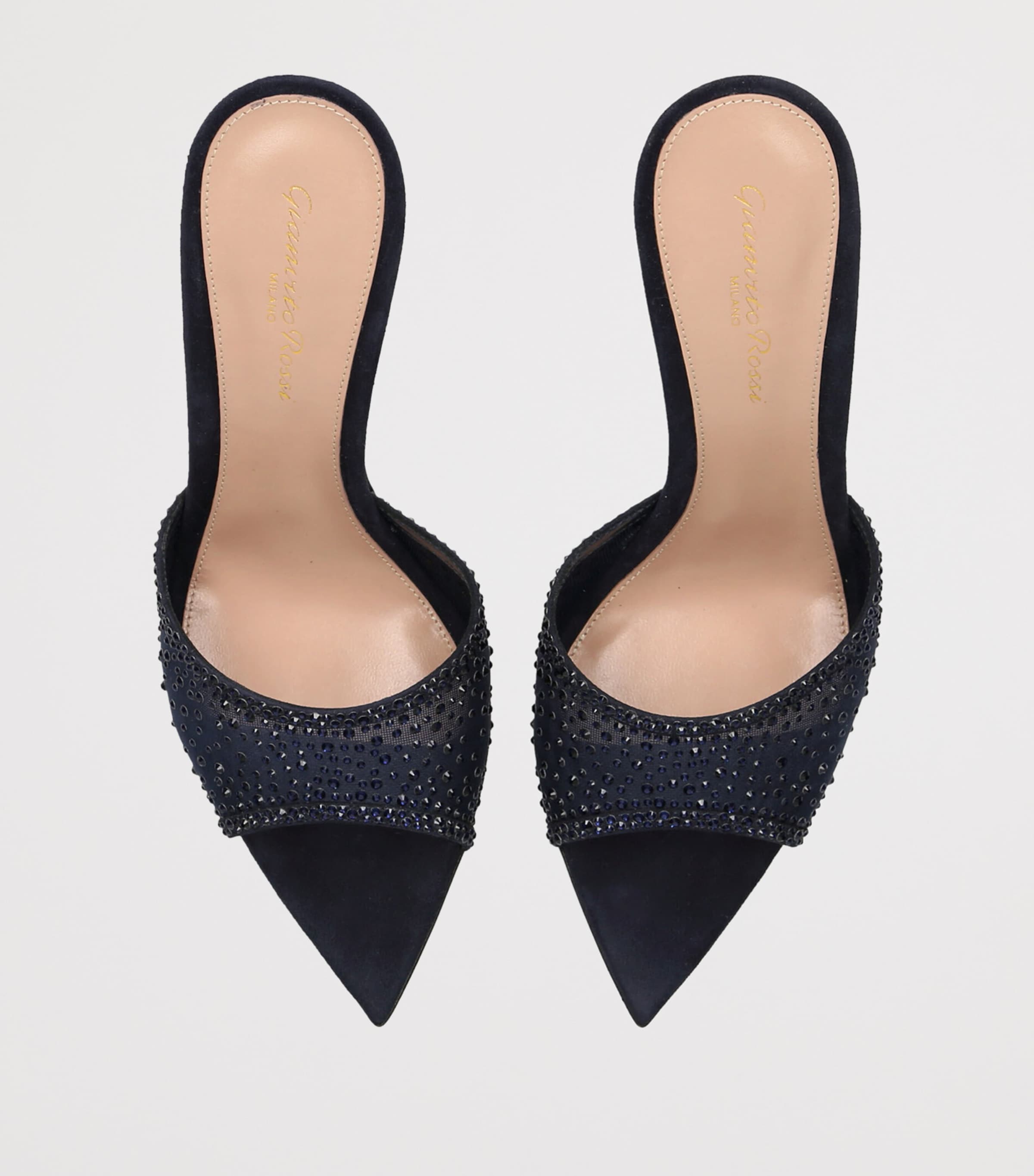 Gianvito Rossi Suede Embellished Rania Mules 85 Denim Image 3