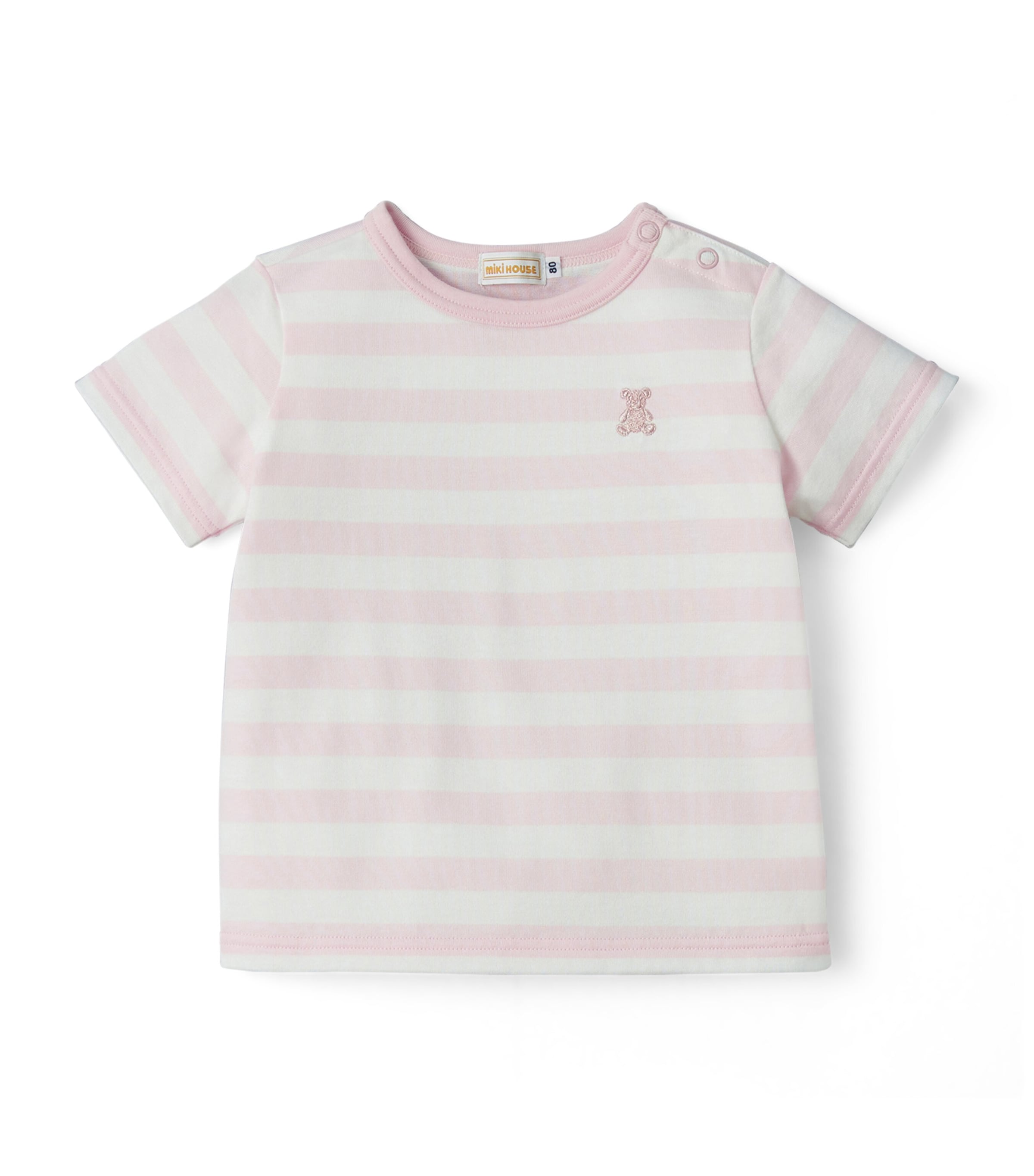 Miki House Kids' Cotton Striped T-shirt In Purple