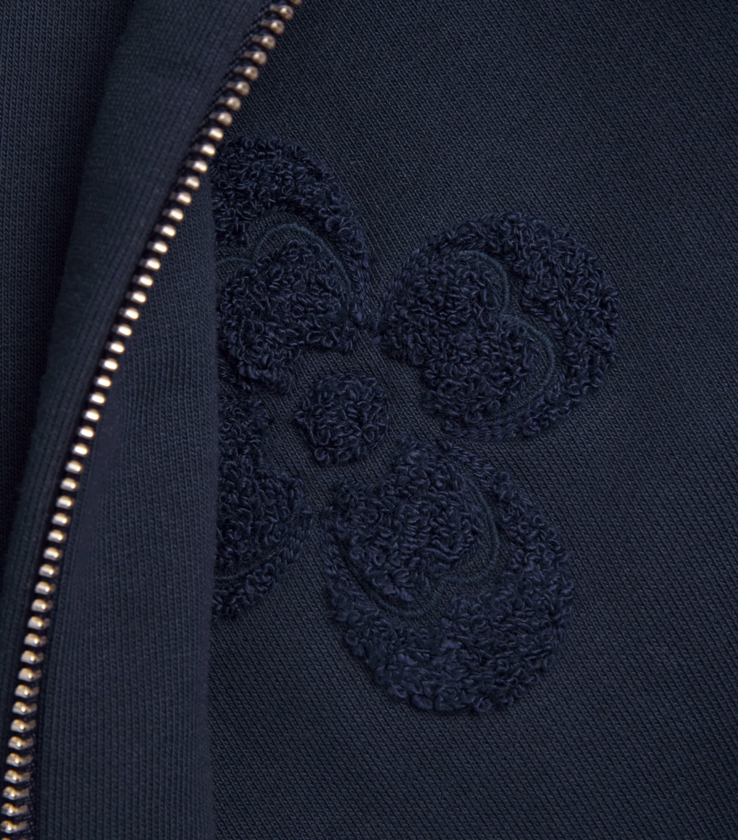 COMMAS Mens Cotton Floral Bouclé Hoodie Midnight Navy Image 6