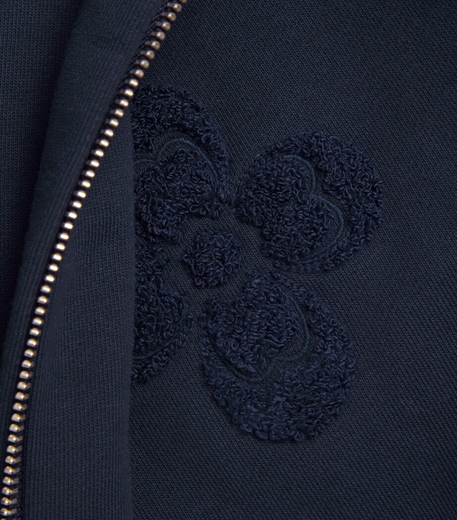 COMMAS Mens Cotton Floral Bouclé Hoodie Midnight Navy Image 6