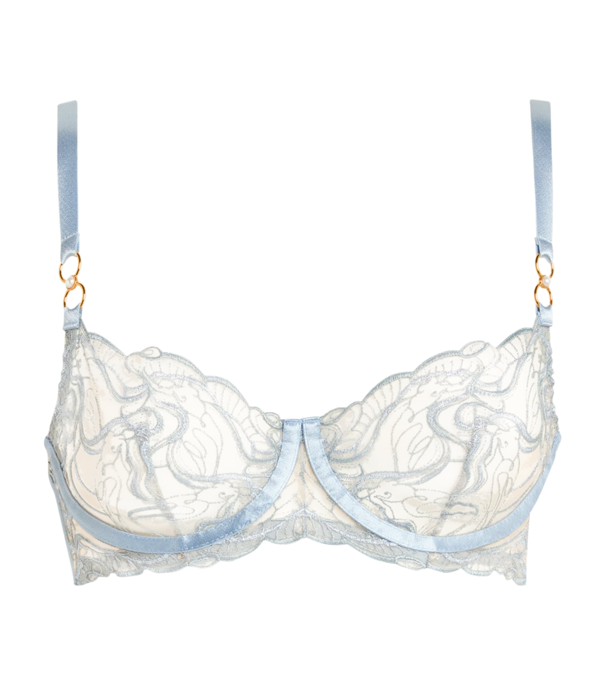 Bordelle Womens Pearl Balconette Bra Dusty Blue Image 1