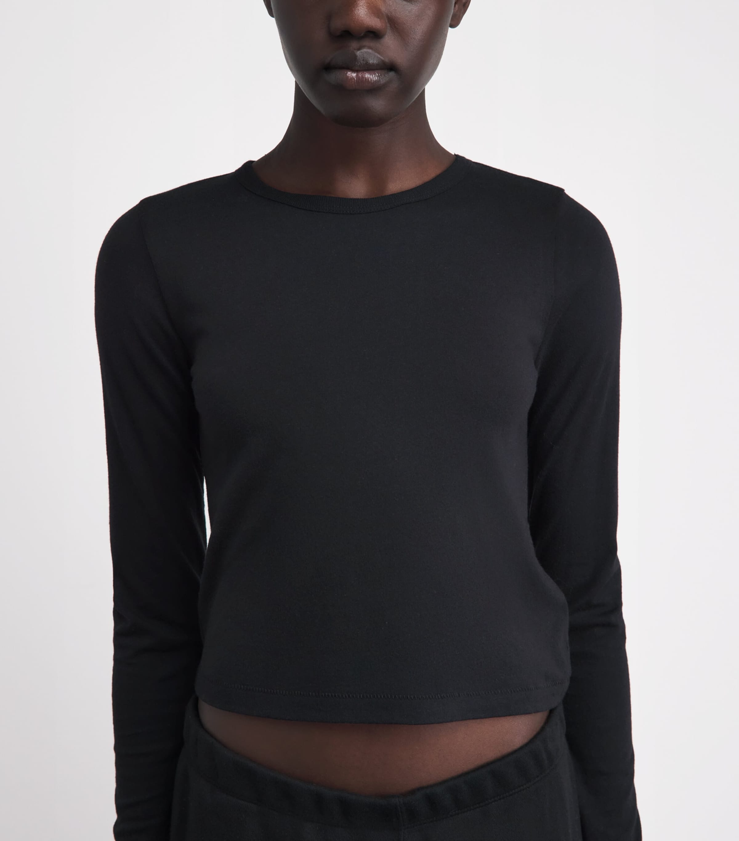 ÉTERNE Womens Cotton-Modal Baby Tee Black Image 3