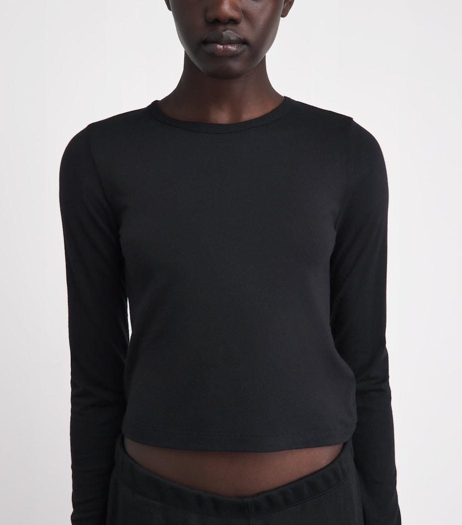 ÉTERNE Womens Cotton-Modal Baby Tee Black Image 3
