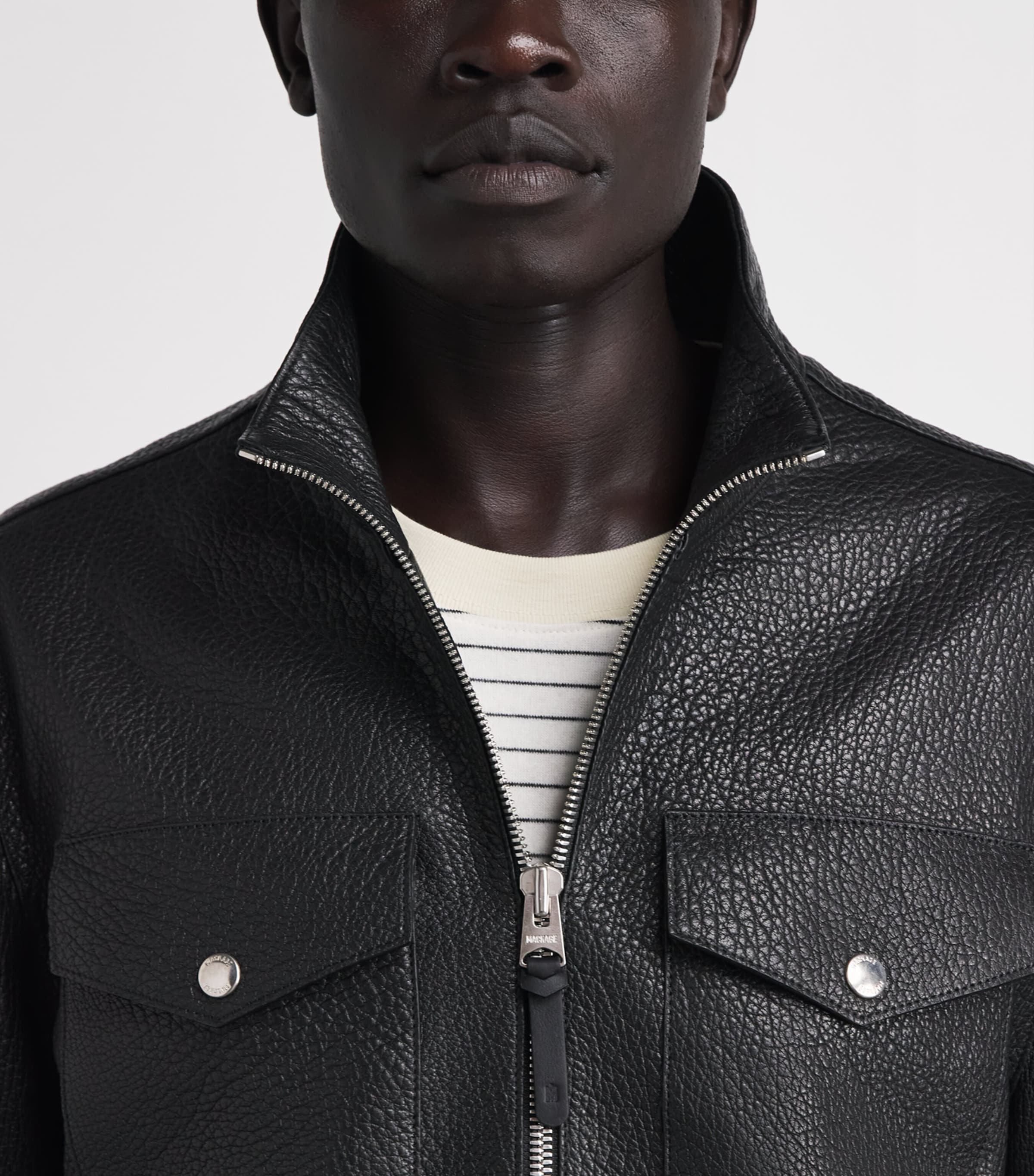 Mackage Mens Grained Otto Leather Jacket Black Image 3