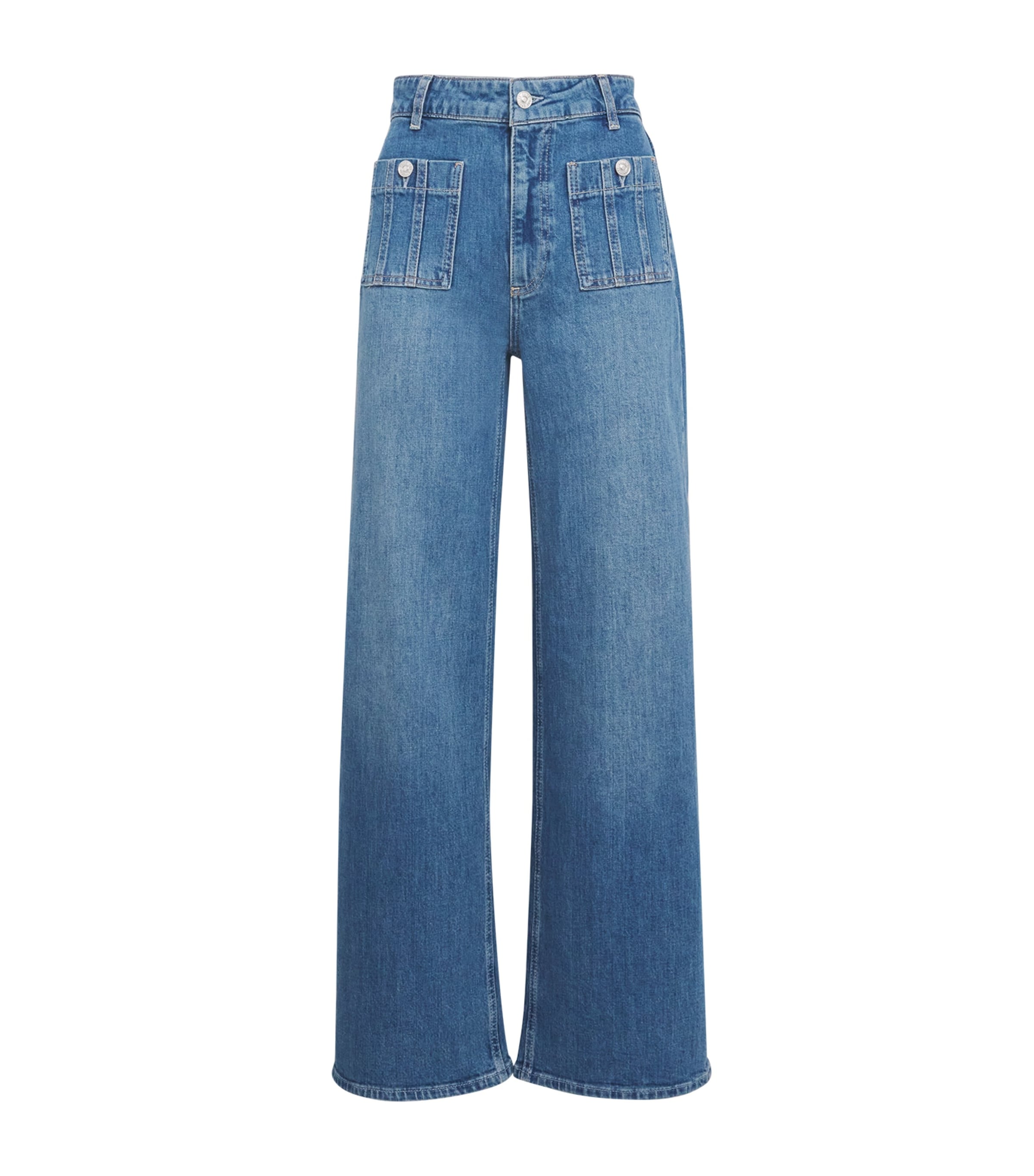 Paige Womens Familia Eco Harper Wide-leg High-rise Stretch-denim Jeans In Blue