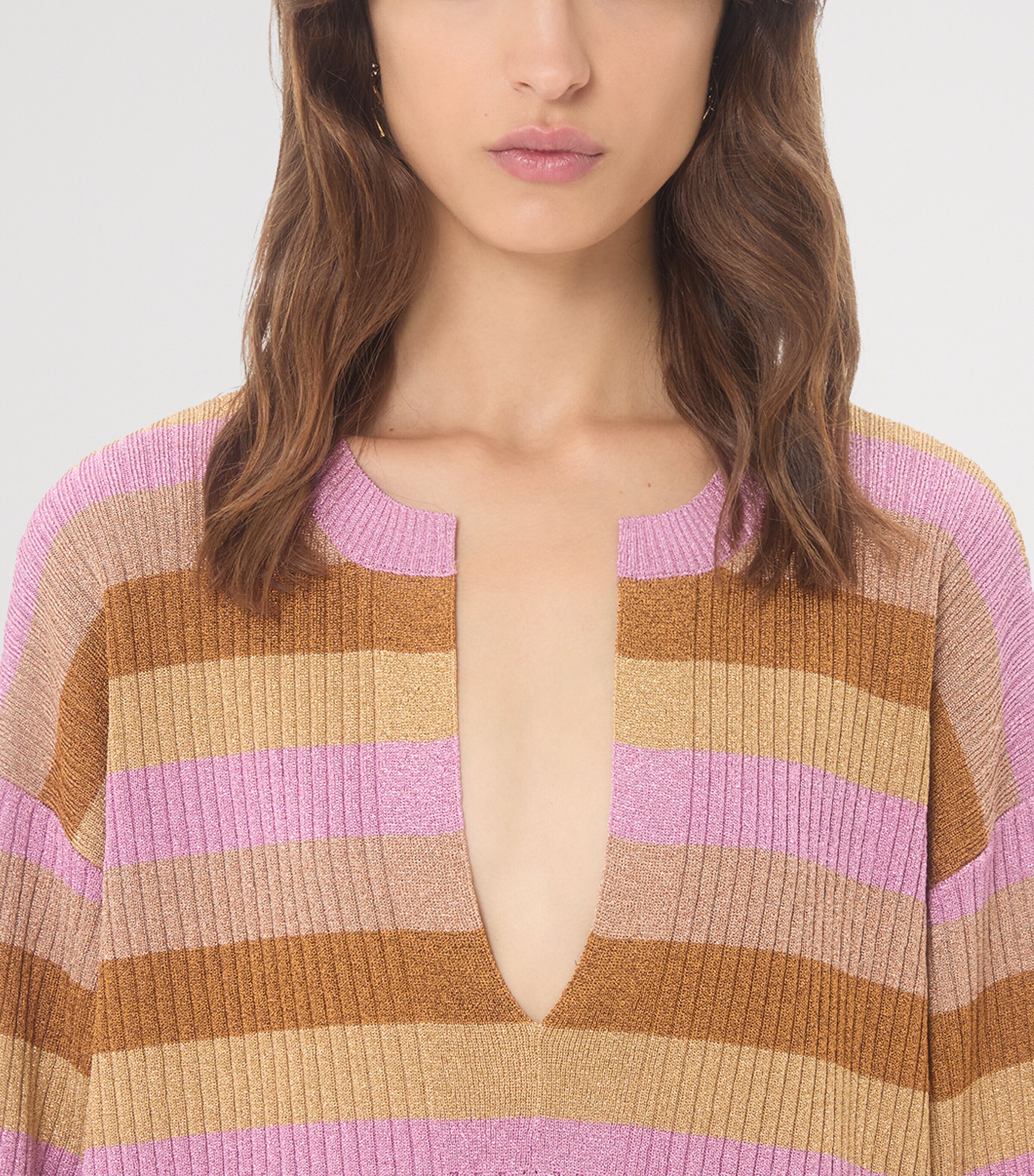Valentino Womens Lurex Feather-Trim Sweater Image 7