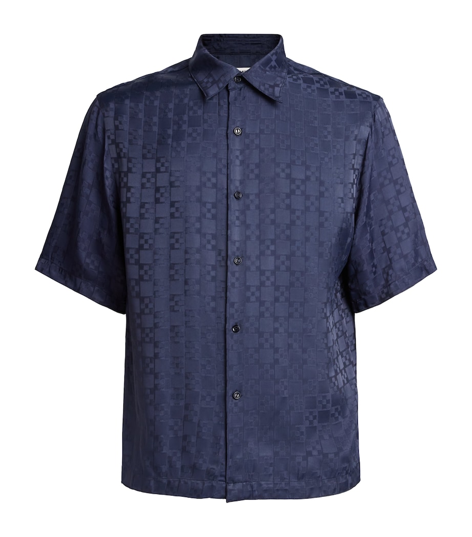 Sandro Paris Mens Jacquard Cross Short-Sleeve Shirt Navy Blue Image 1