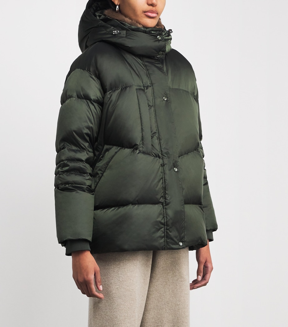Hooded Puffer Jacket GREEN Image 3