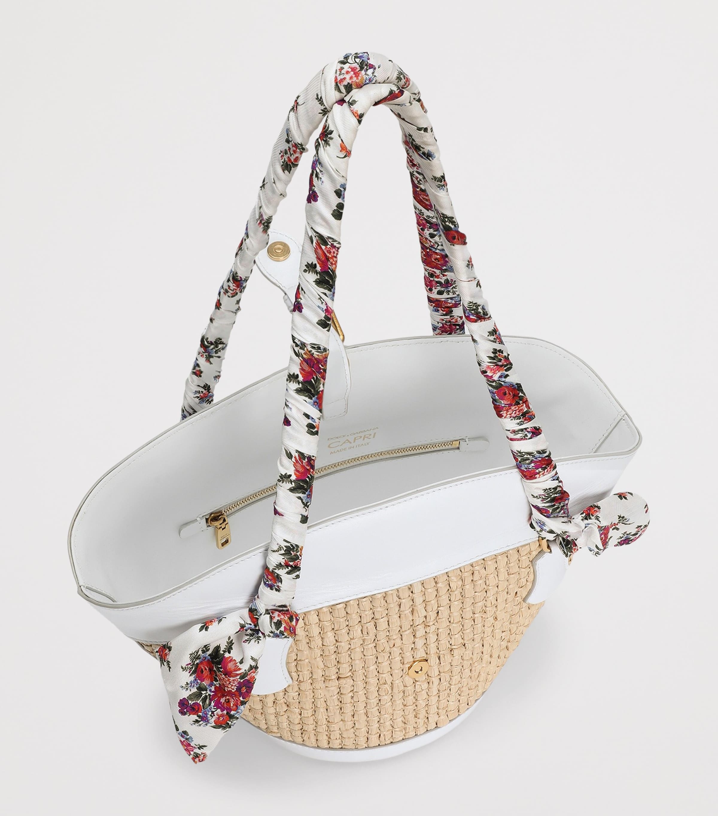 Dolce&Gabbana Raffia Capri Coppa Shoulder Bag Crema/bia Image 6