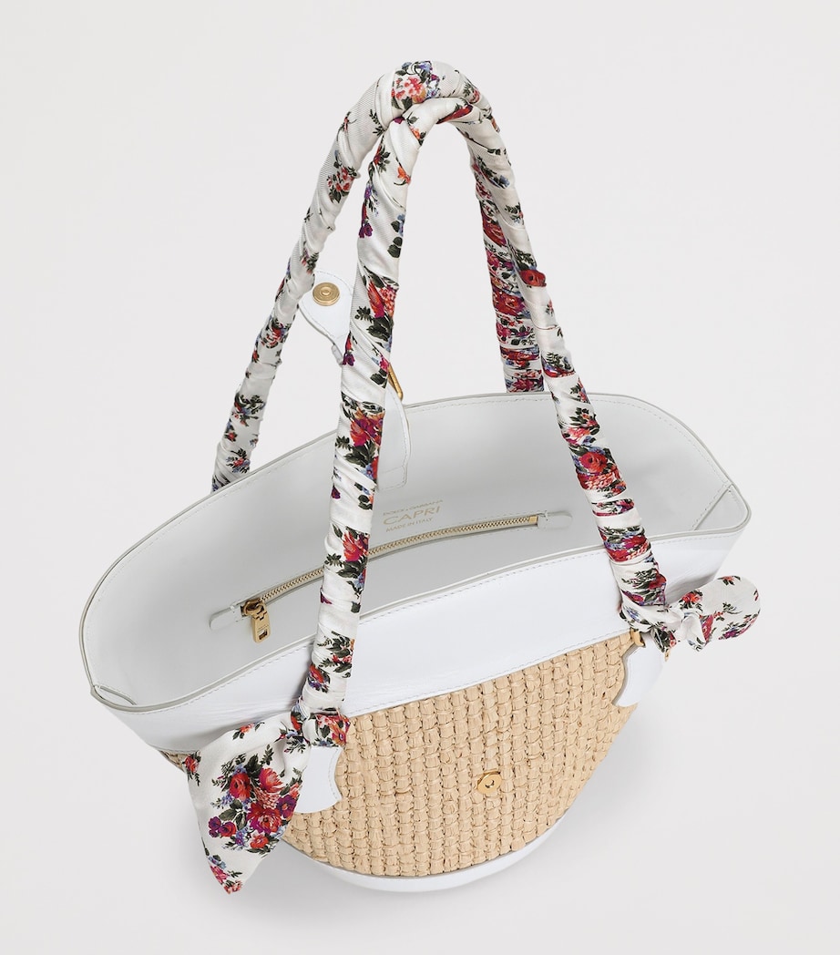 Dolce&Gabbana Raffia Capri Coppa Shoulder Bag Crema/bia Image 6