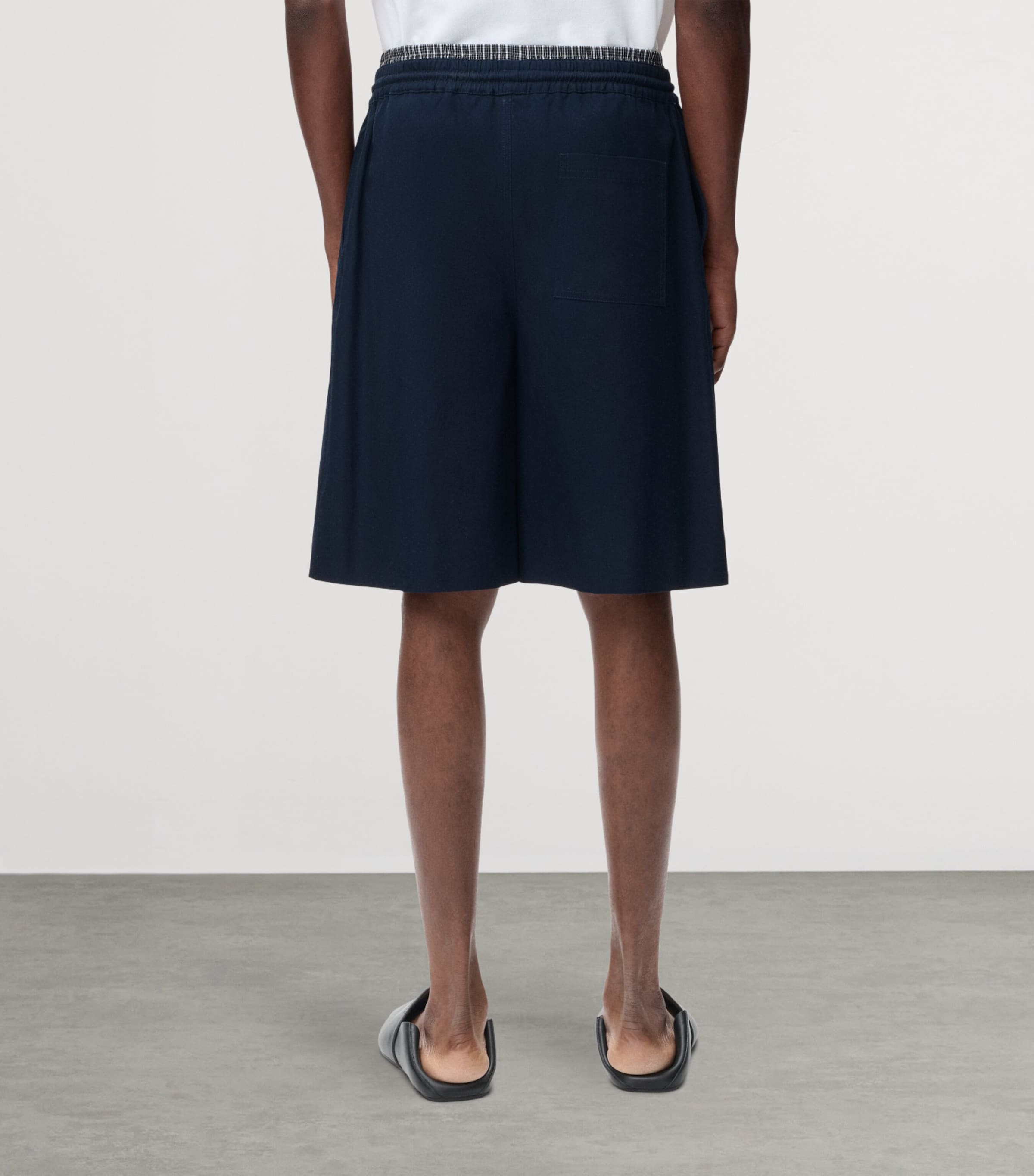 LOEWE Mens Cotton Drawstring Shorts Dark Navy Image 4