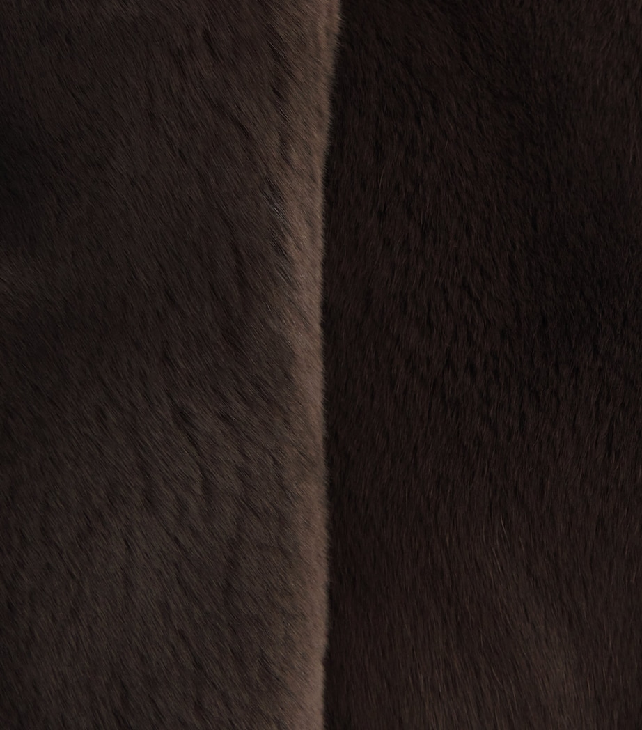 N.Peal Mens Cashmere Fur-Lined Gilet Navy Chocolate Fur Image 7