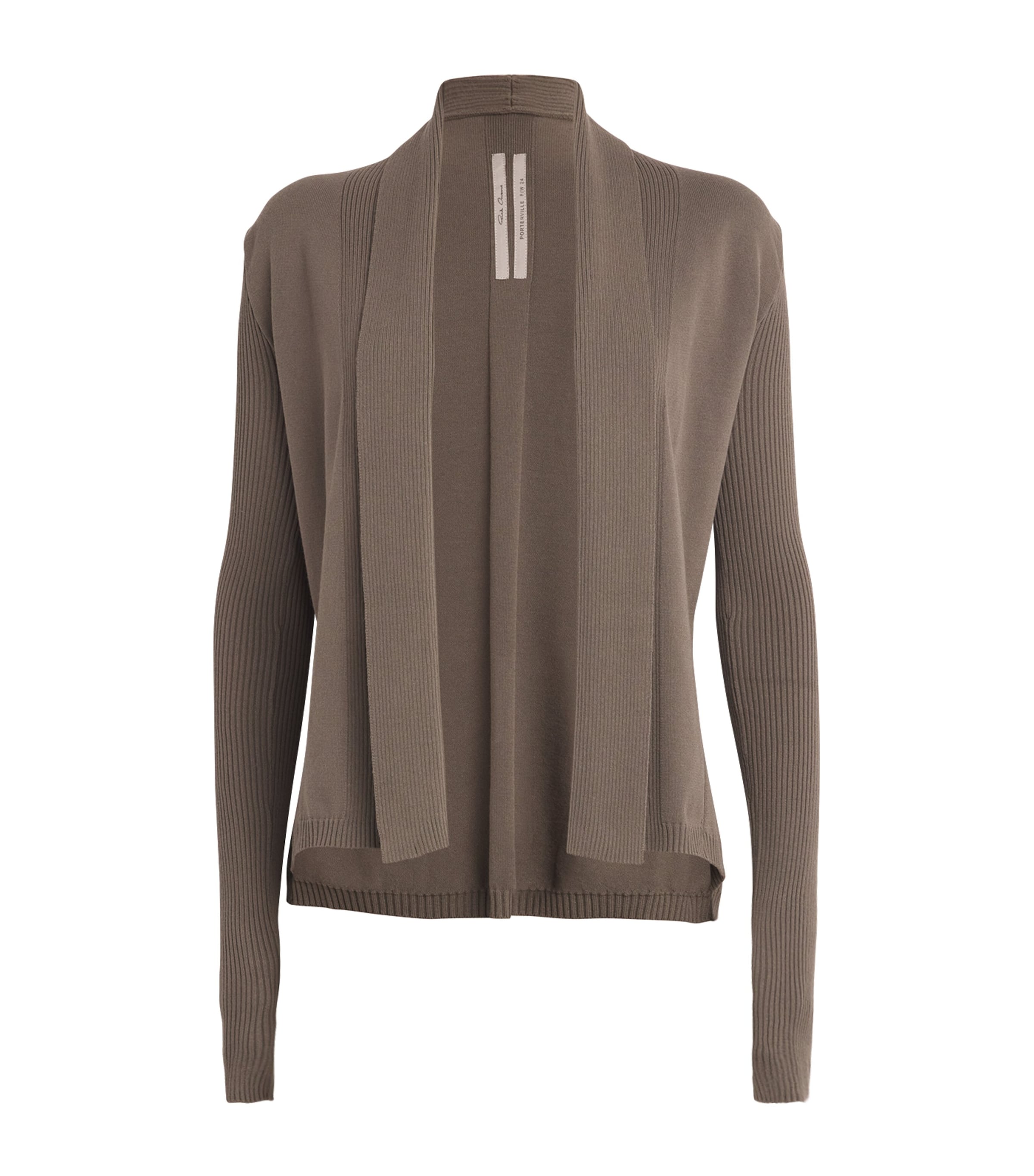 Shop Rick Owens Ribbed Cardigan In Nude