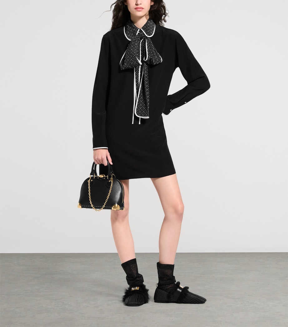 LOUIS VUITTON Womens Silk Monogram Tie Mini Dress Black Image 2