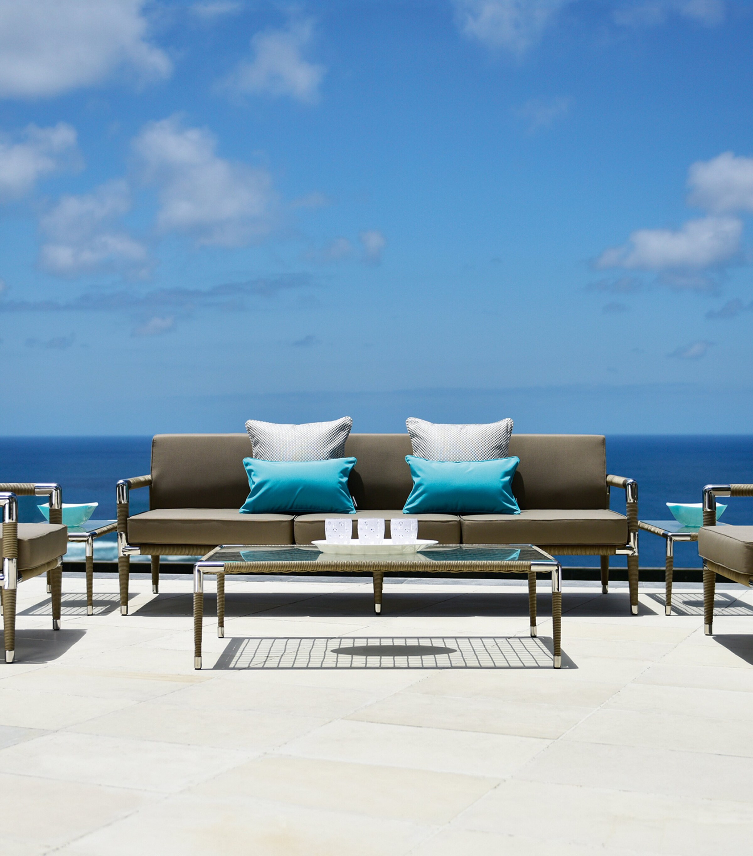 Indian Ocean Marina Outdoor 3-Seater Sofa White Image 7