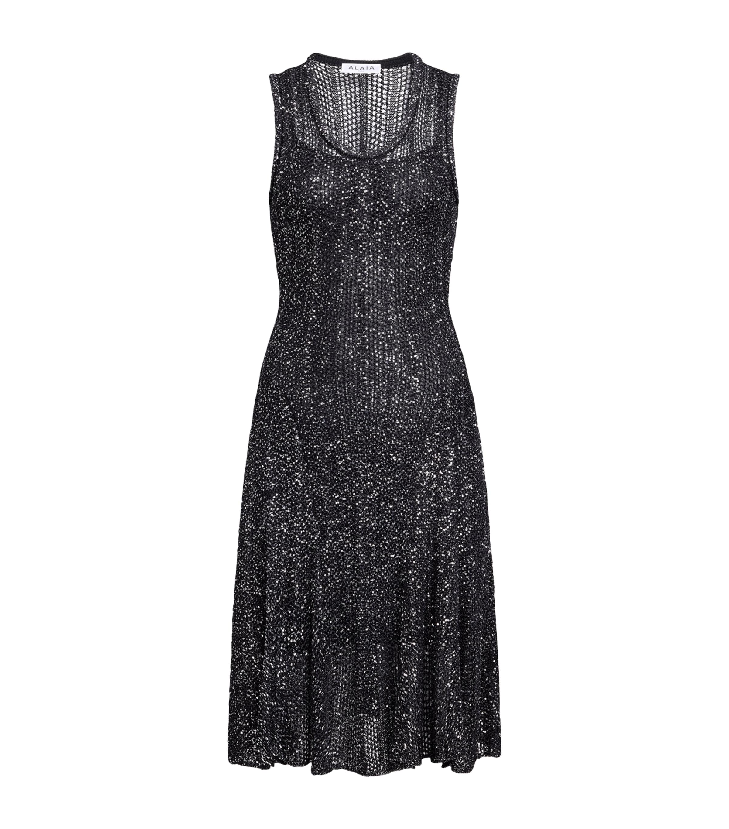 ALAÏA SEQUINNED SKATER MINI DRESS 