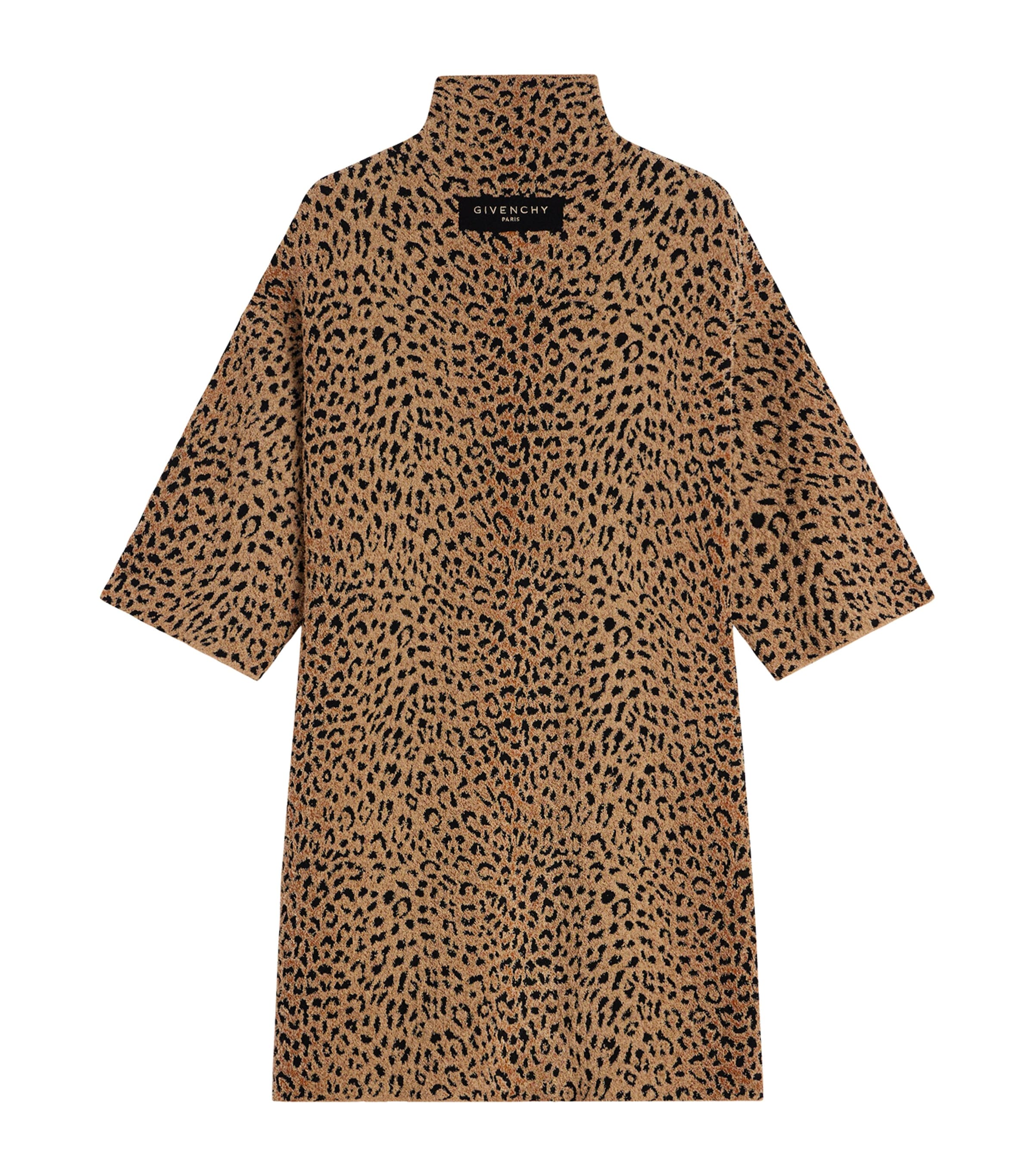 Givenchy Womens Leopard High-Neck Mini Dress Image 3