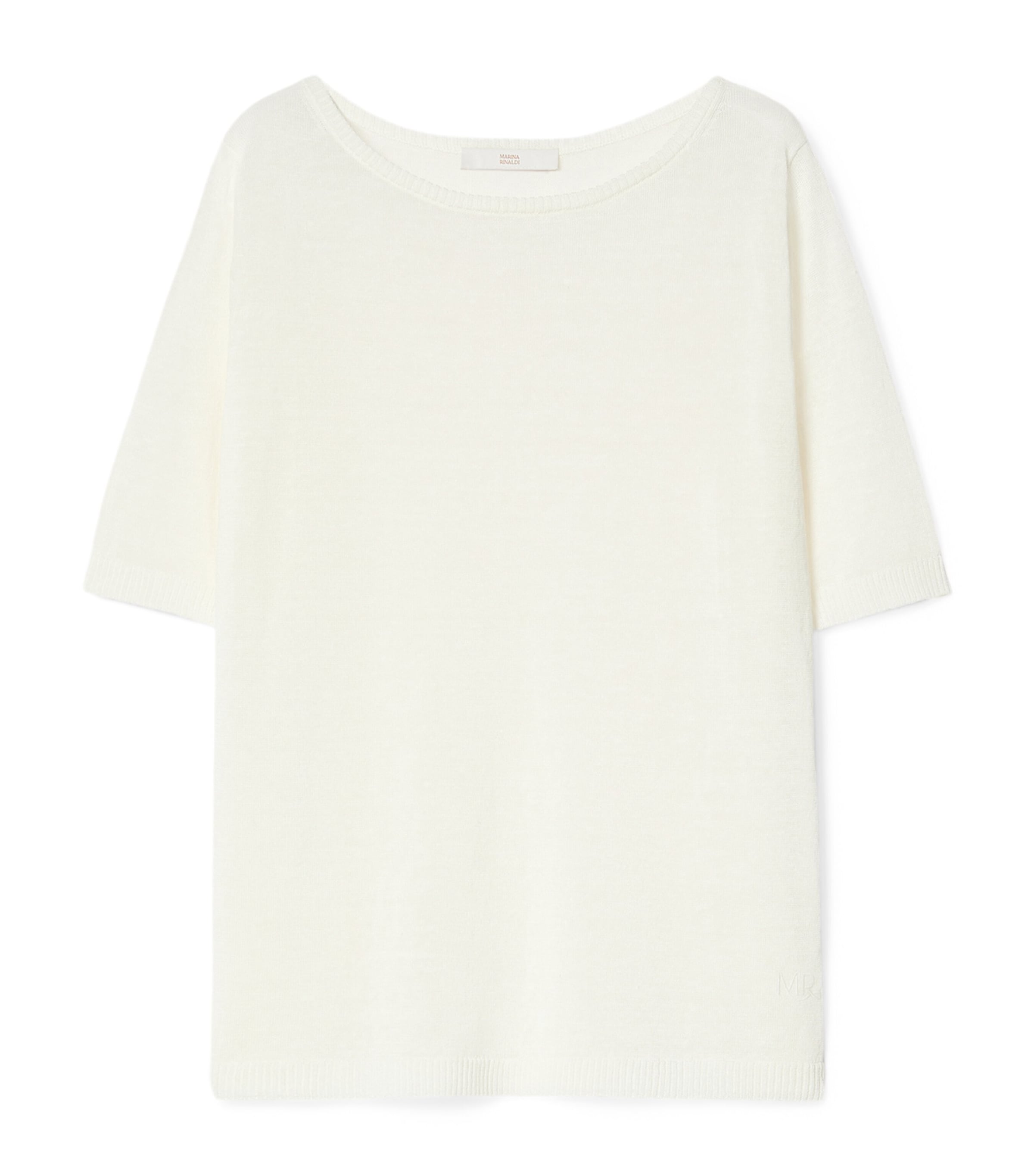 Marina Rinaldi Womens Linen-Blend T-Shirt Optical White Image 1