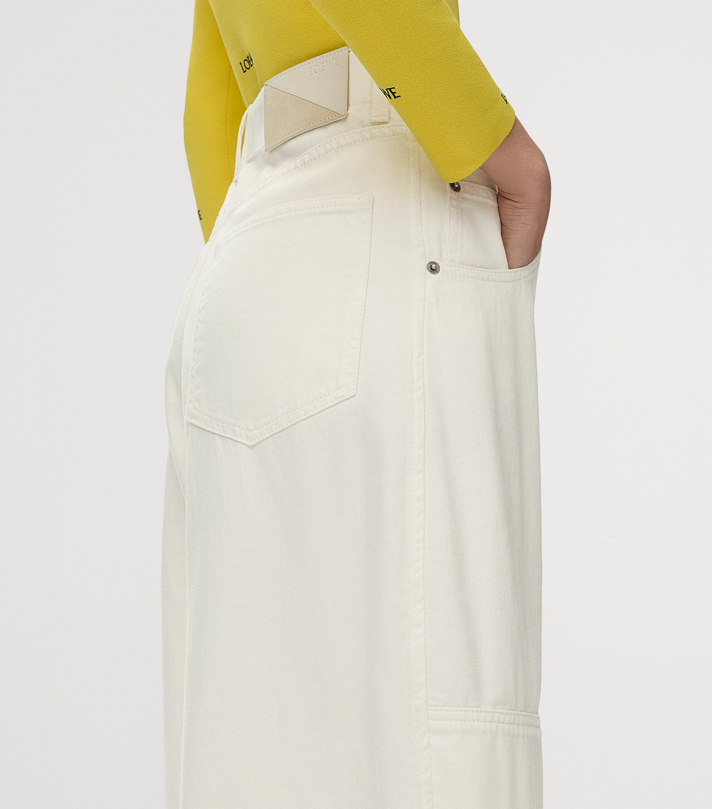 LOEWE Womens Mid-Rise Barrel-Leg Jeans White Image 5