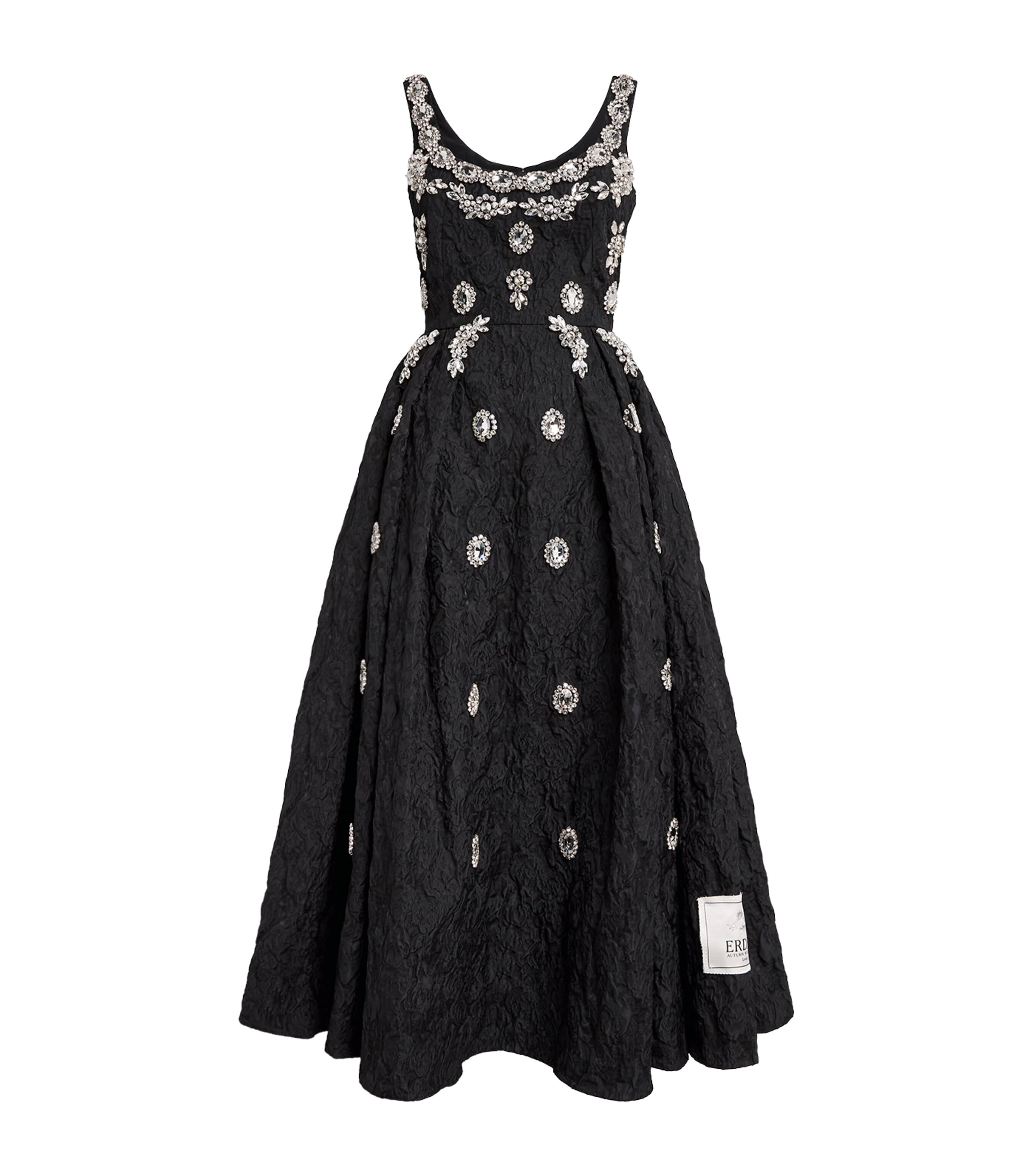 Erdem Embroidered Cloque Maxi Dress Black
