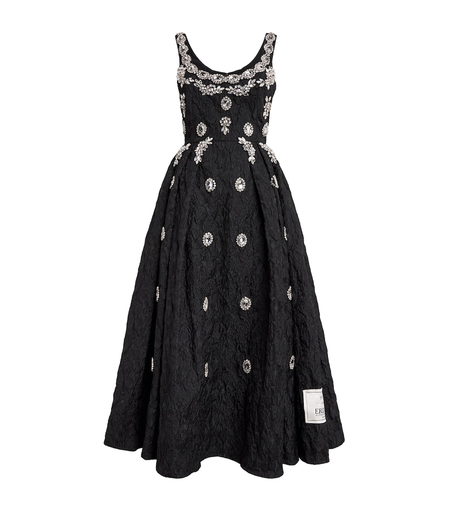 Erdem Womens Embroidered Cloque Maxi Dress Black Image 1