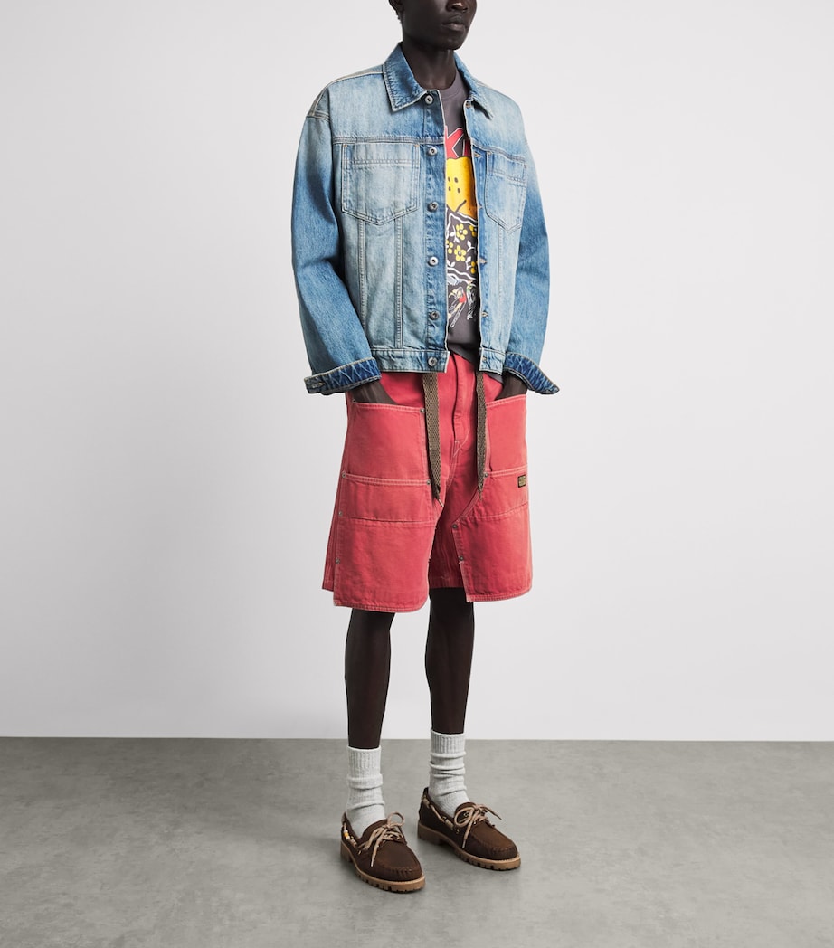 Kapital Mens Contrast-Stitch Shorts California Red Image 2