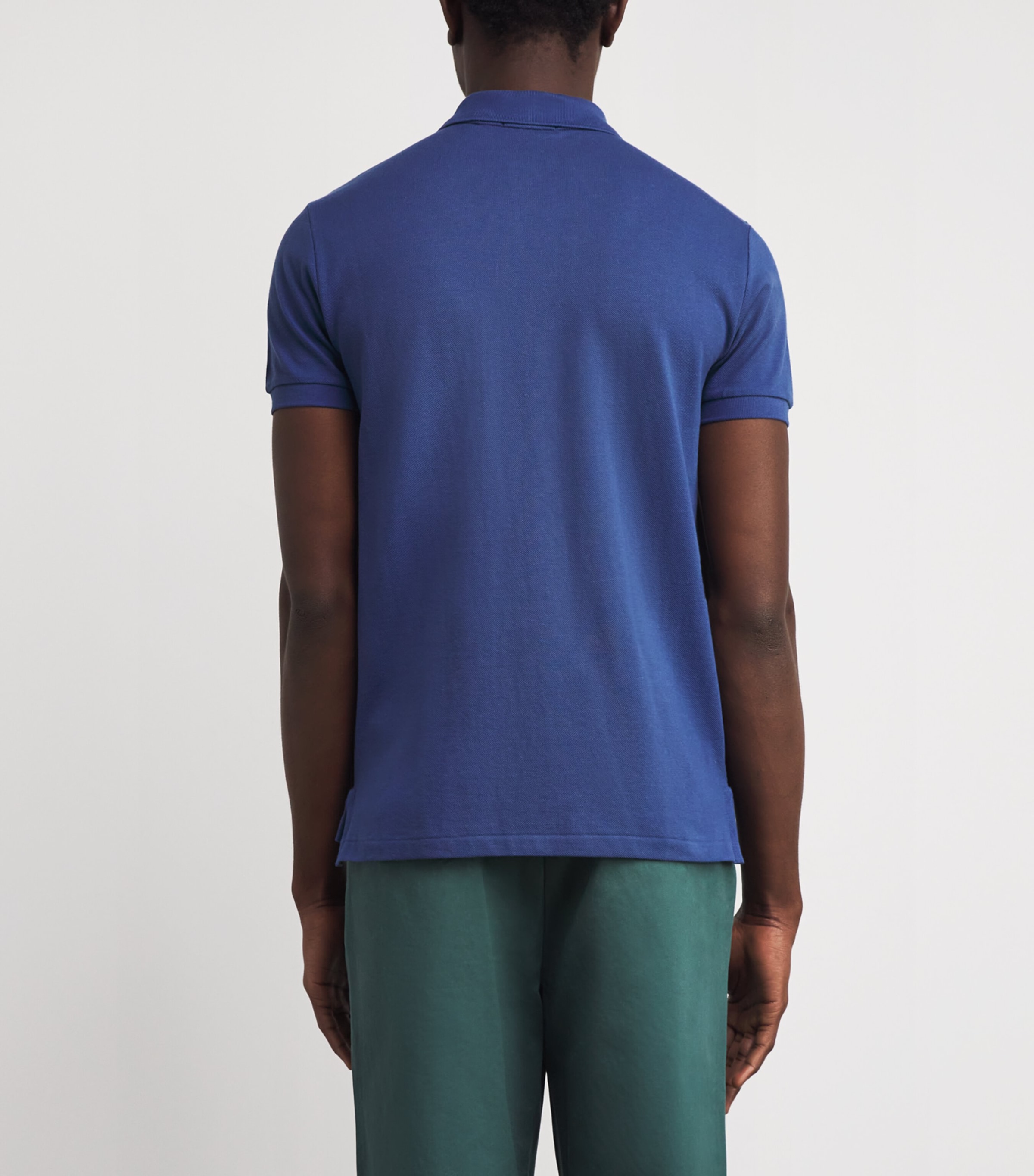 Cotton Mesh Custom-Fit Polo Shirt BLUE Image 4