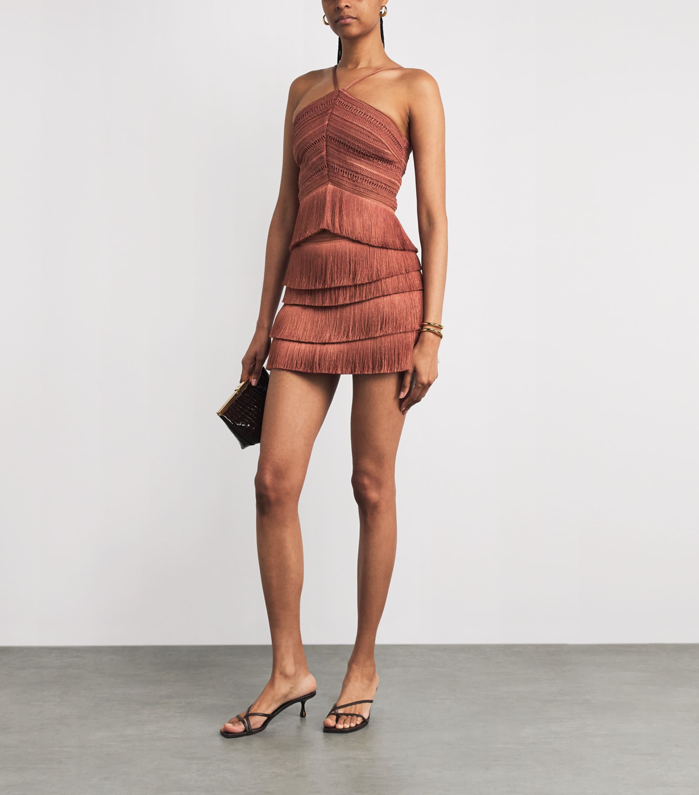 Fringe Halterneck Top BROWN Image 2